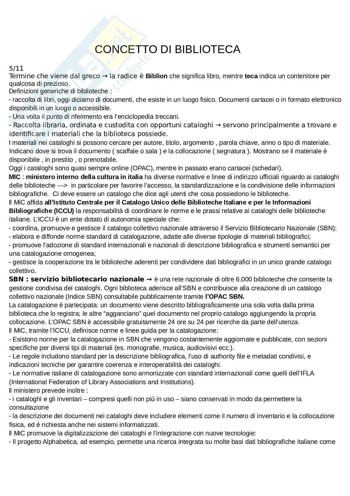 Appunti lezioni Storia delle biblioteche Pag. 2