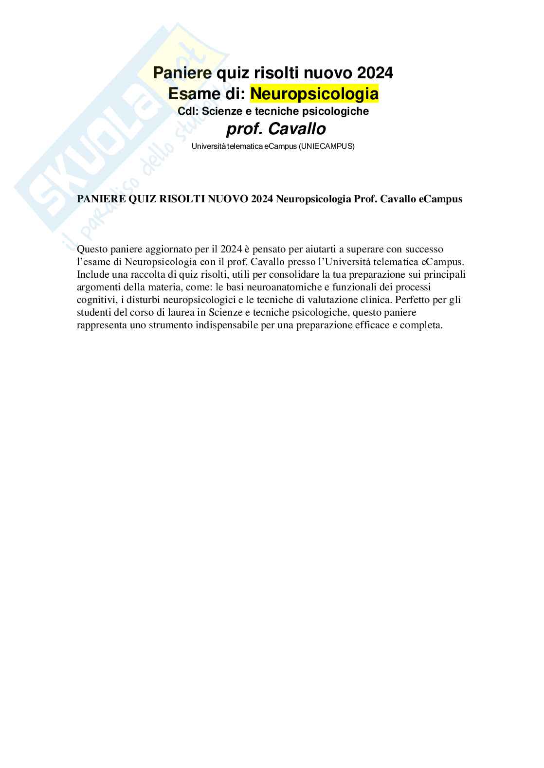 Neuropsicologia Pag. 1