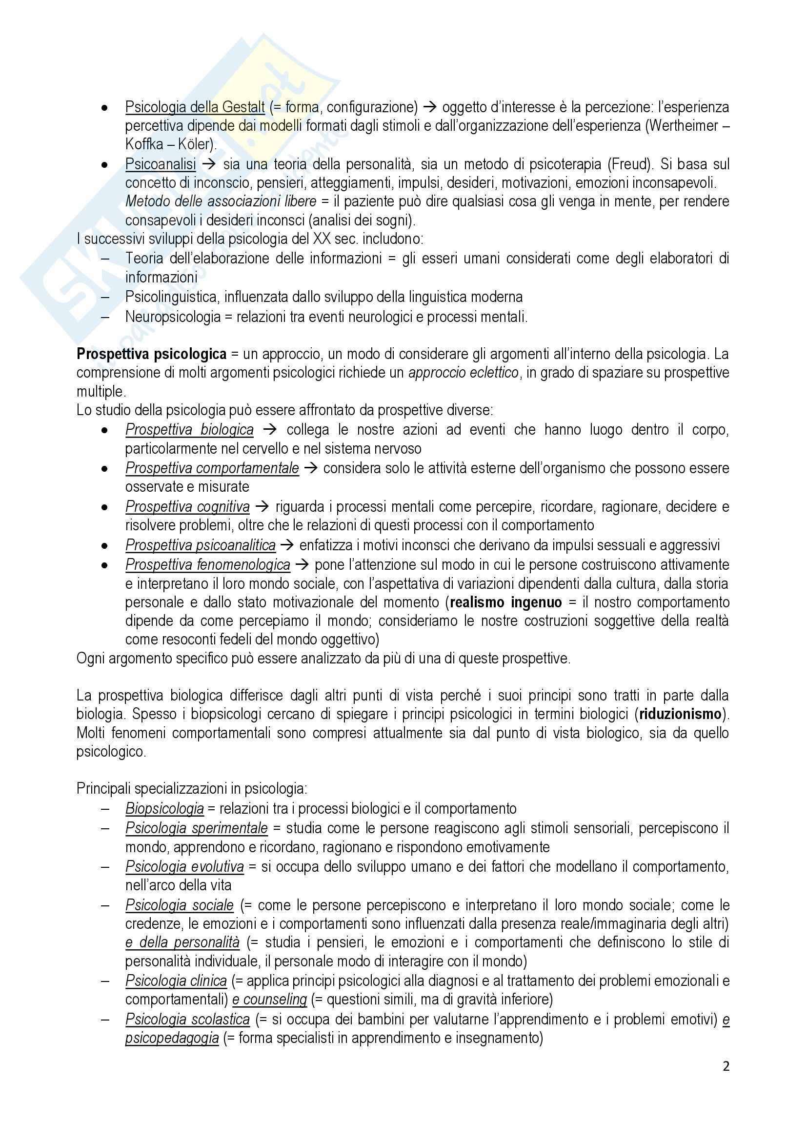 Psicologia dello sviluppo – Introduzione alla psicologia Pag. 2
