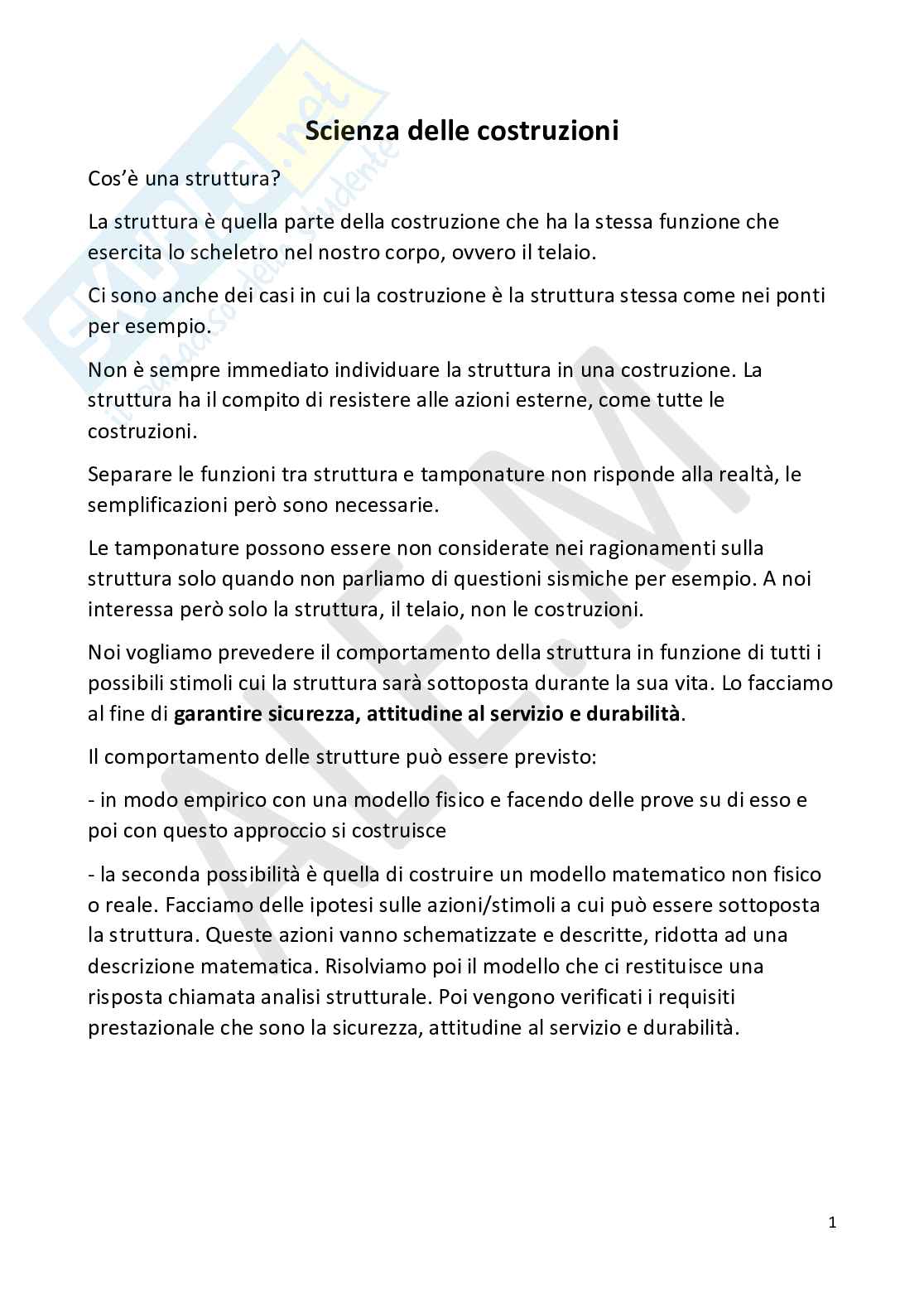 Teoria scienza delle costruzioni Pag. 1