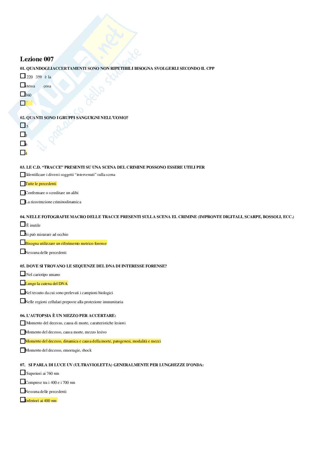 Genetica forense – Paniere risposte aperte completo – A.A.2025/2026 Pag. 16