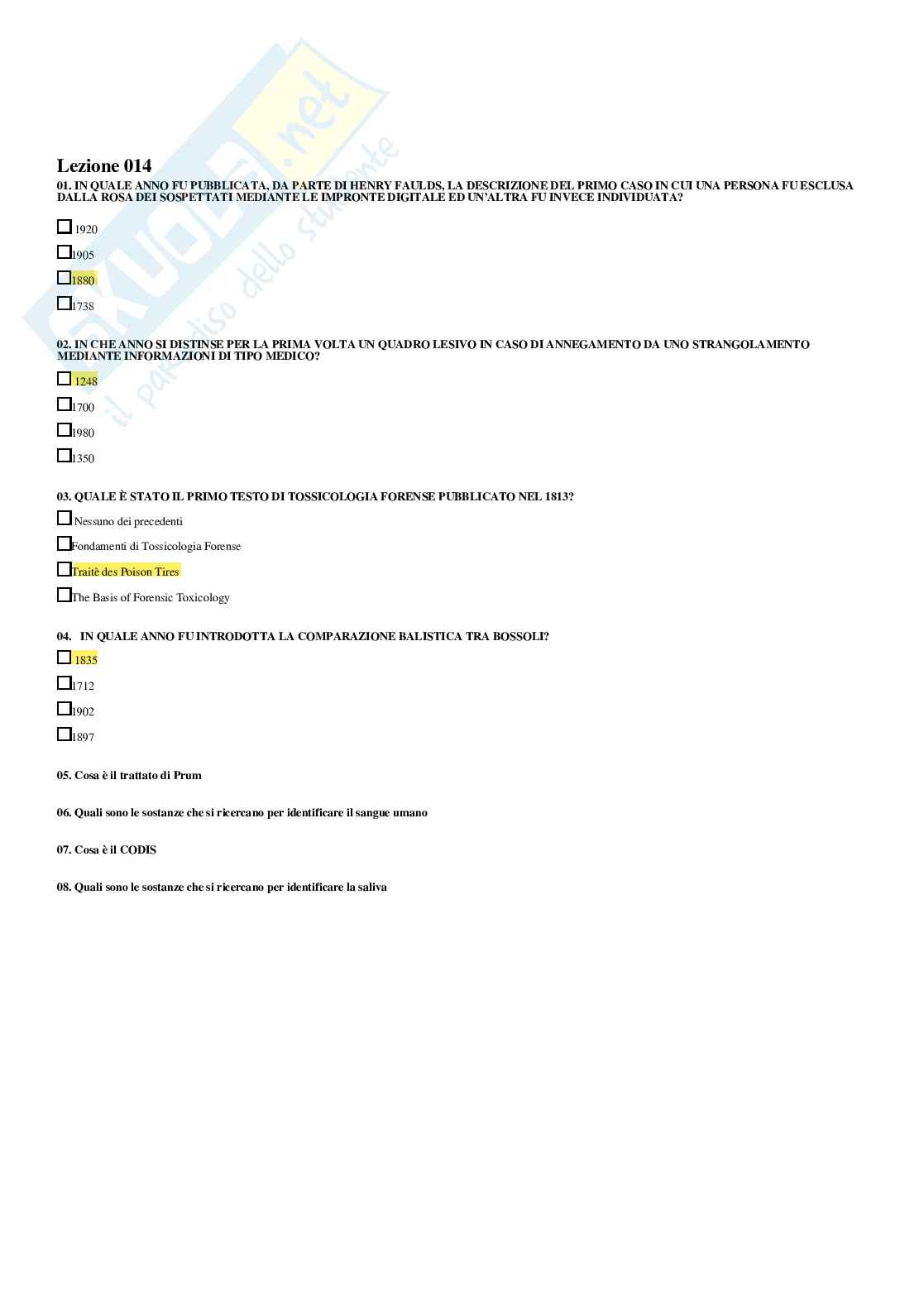 Genetica forense – Paniere risposte aperte completo – A.A.2025/2026 Pag. 26