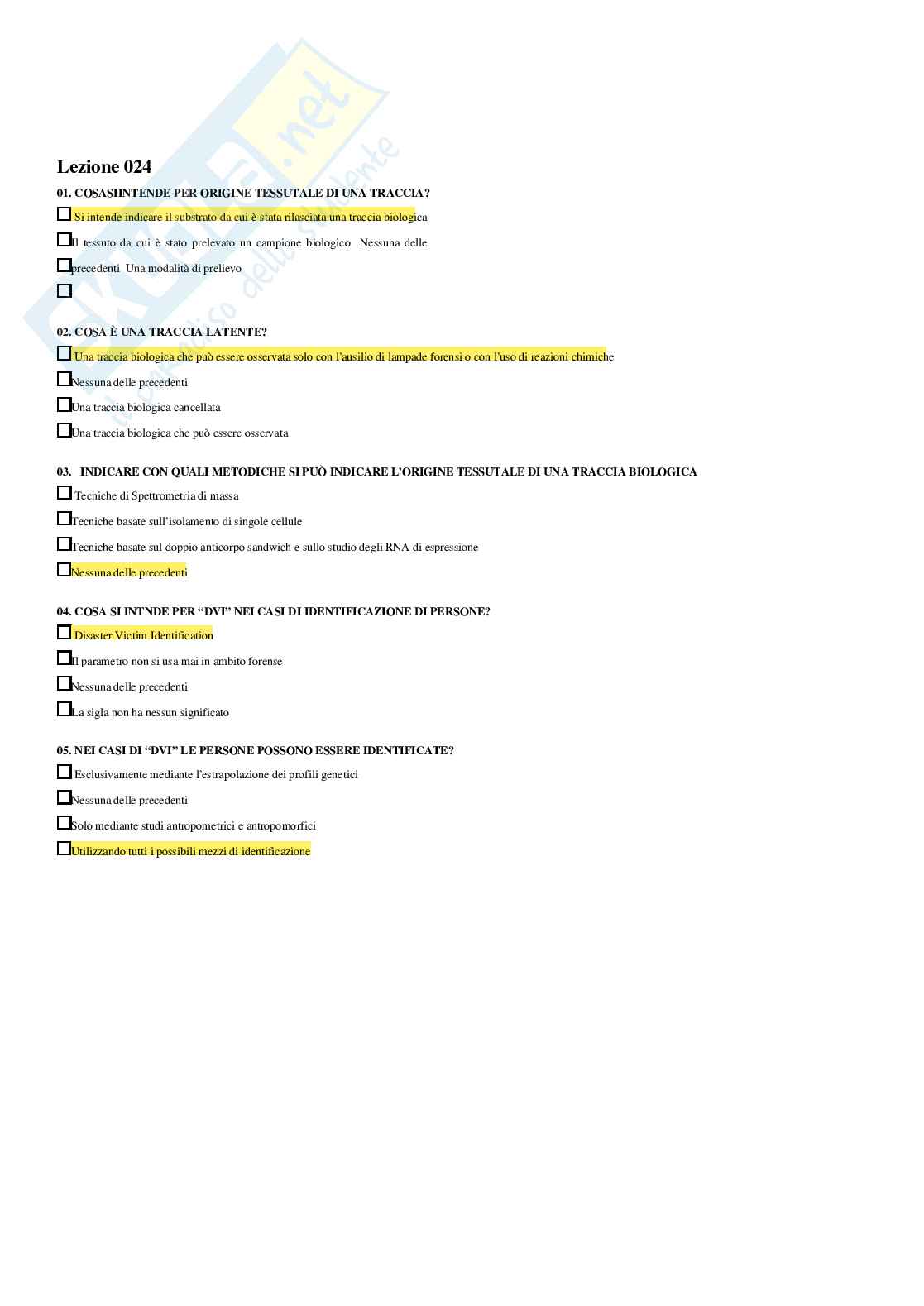 Genetica forense – Paniere risposte aperte completo – A.A.2025/2026 Pag. 36