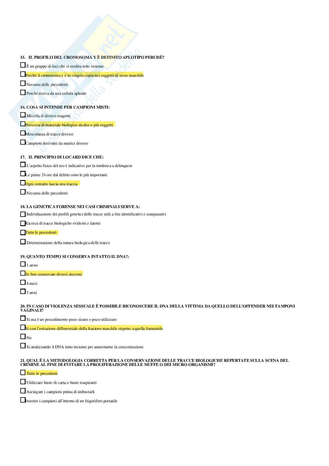 Genetica forense – Paniere risposte aperte completo – A.A.2025/2026 Pag. 6