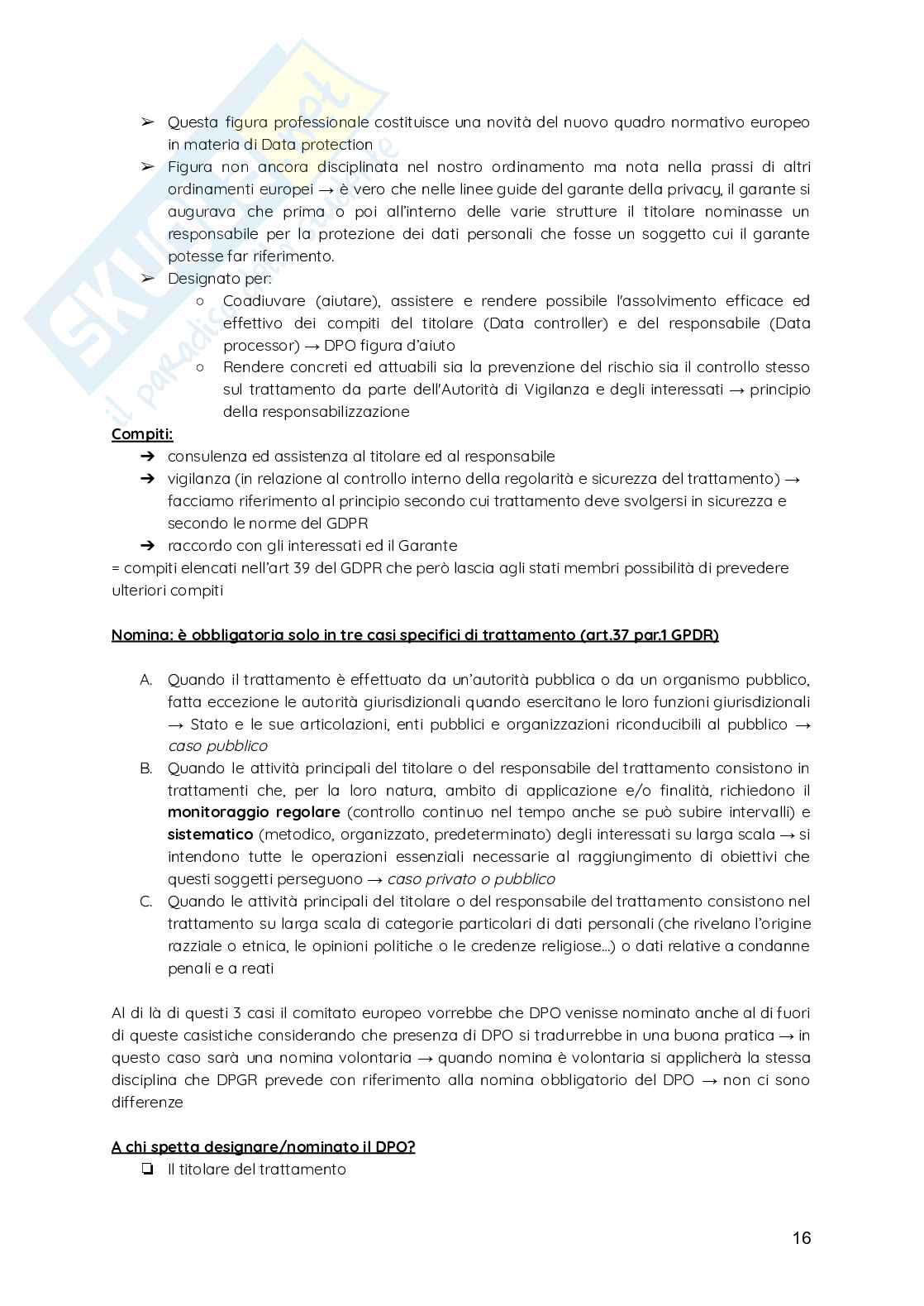 Regolamento generale sulla protezione dei dati personali Pag. 16