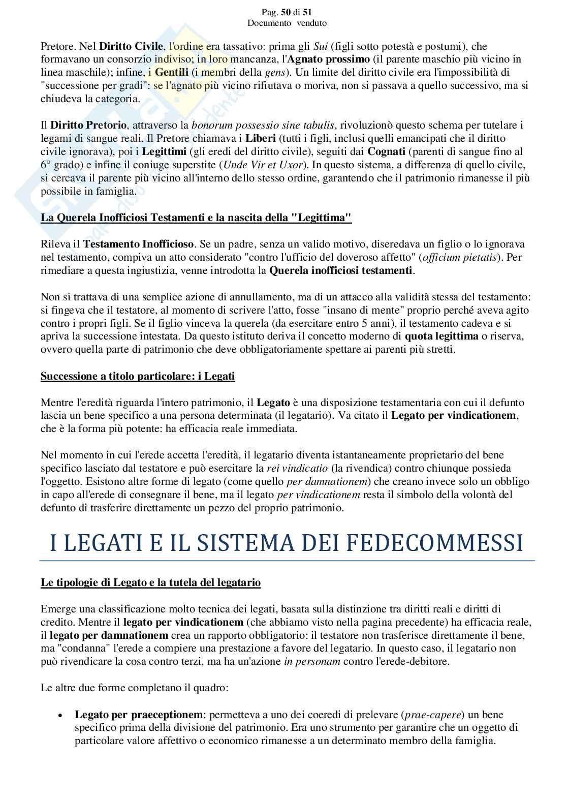 Riassunto esame Diritto romano, Prof. Frunzio Marina, libro consigliato Manuale di diritto privato romano , Marrone Pag. 51