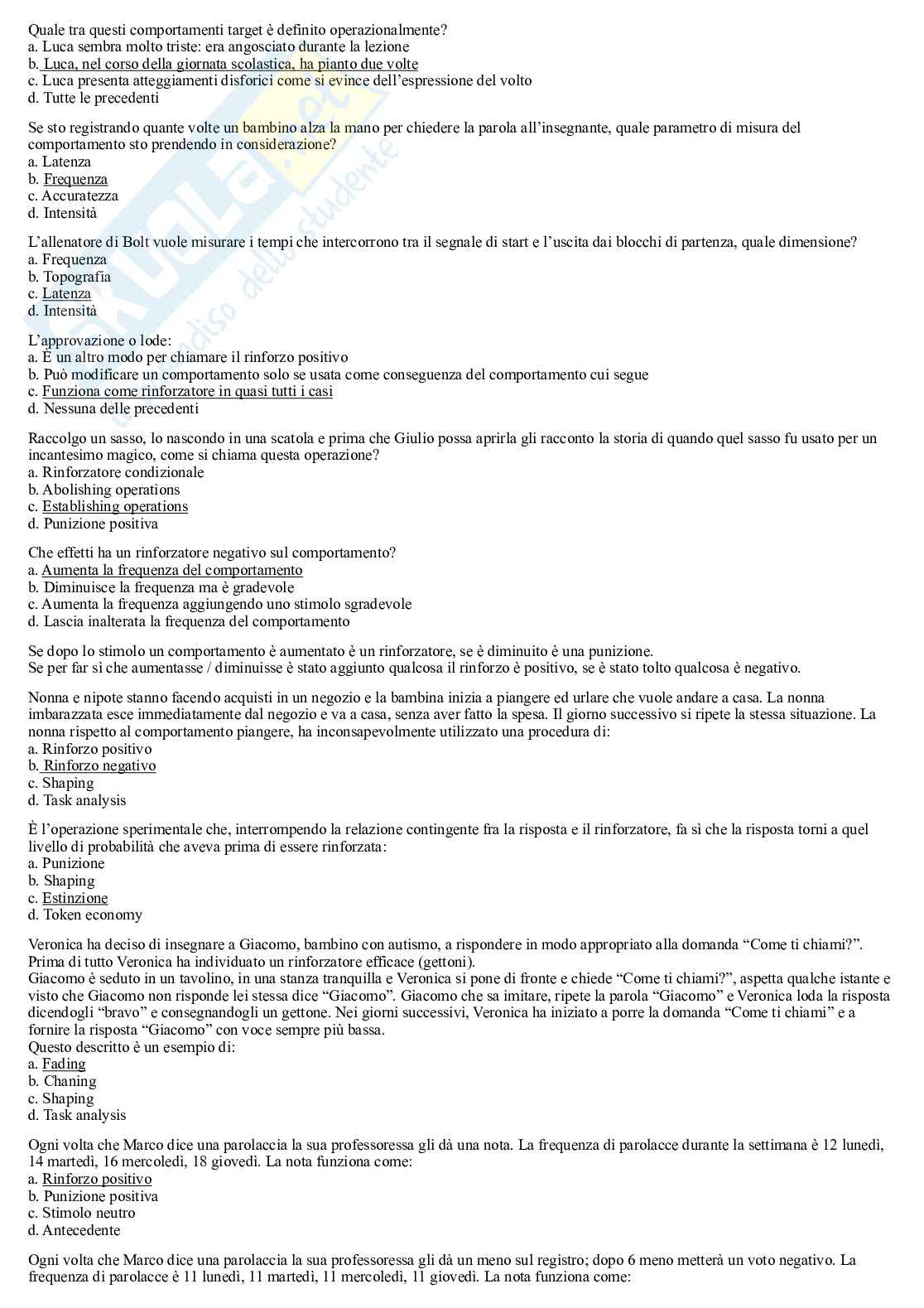 Domande psicologia dello sviluppo e dell'educazione prof. Sulla Pag. 1