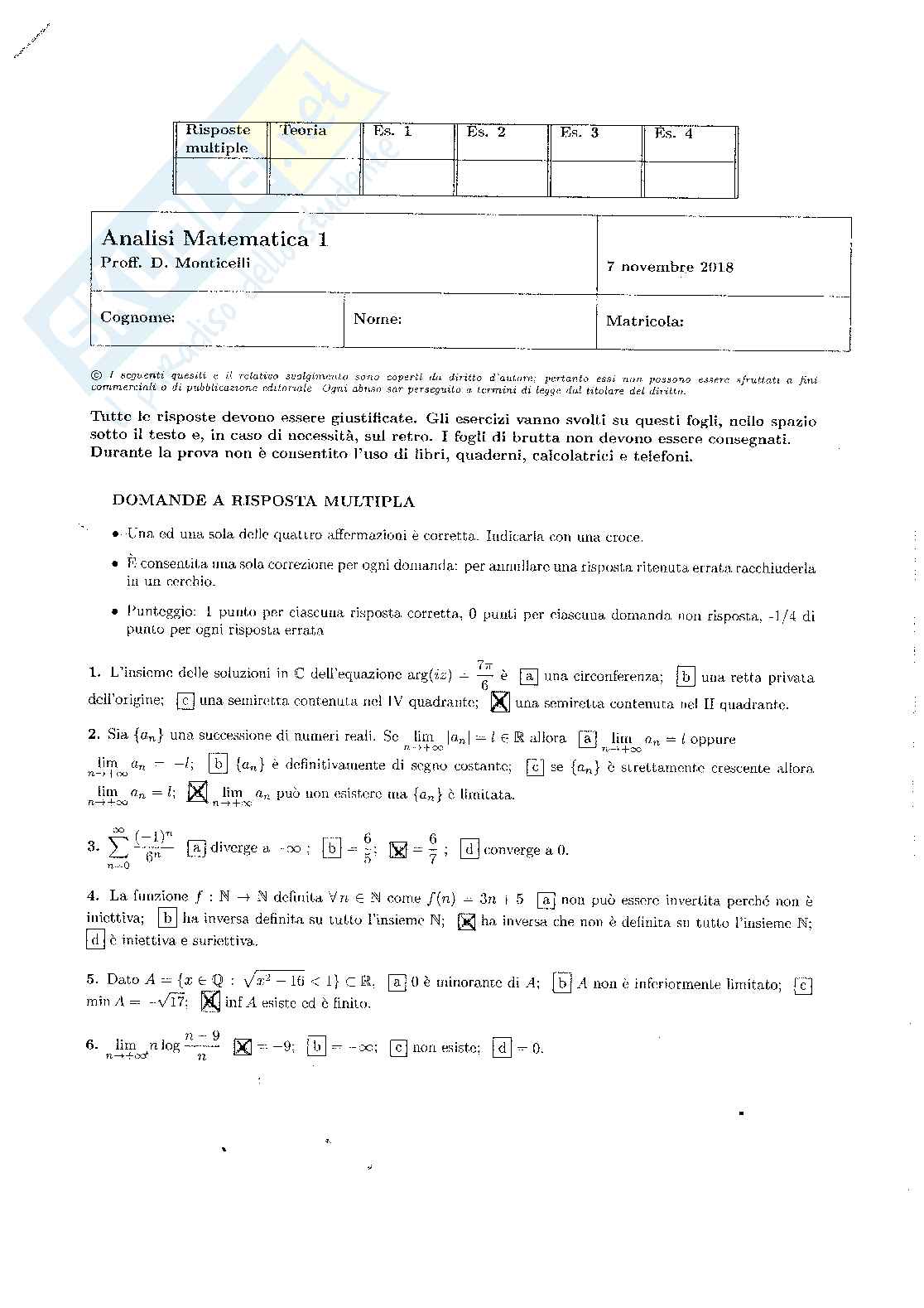 Analisi matematica 1 Pag. 1