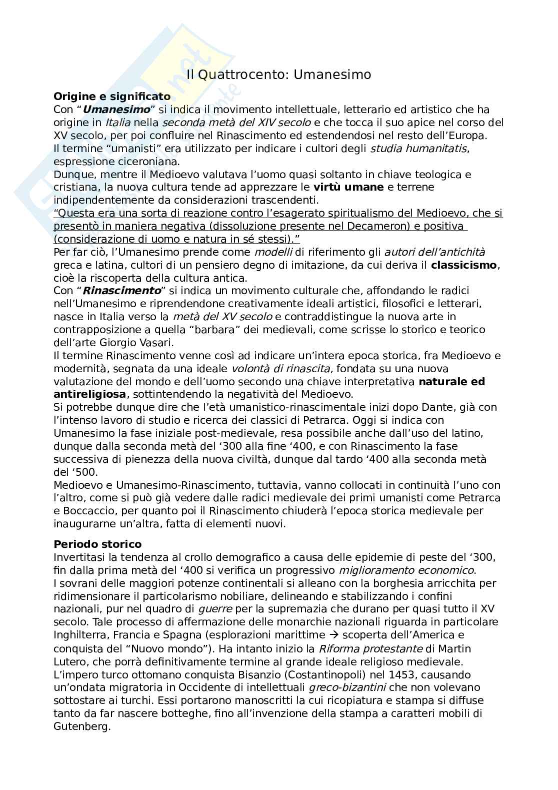 Umanesimo  Pag. 1