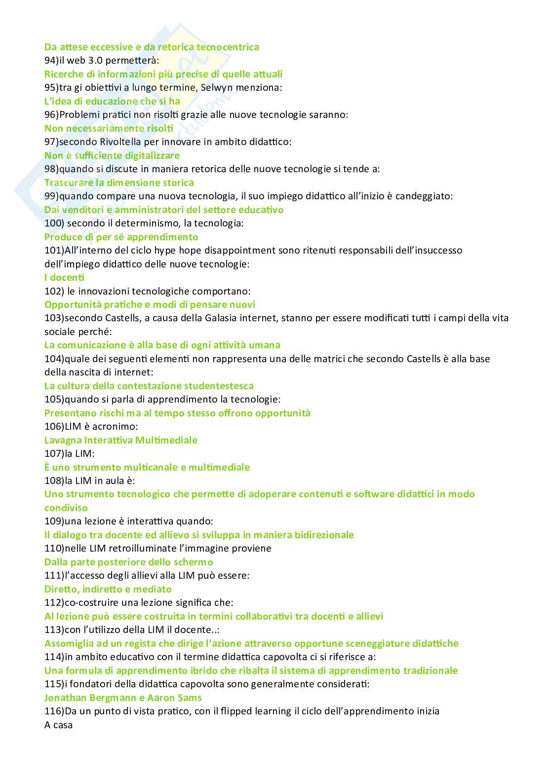 Quiz esame tecnologie dell'istruzione e dell'apprendimento Pag. 6