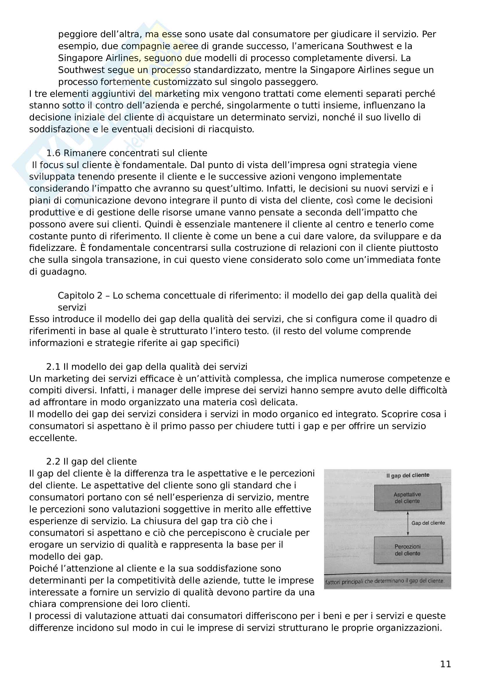 Riassunto esame Marketing e management dei servizi, prof. Bocconcelli, libro consigliato Marketing dei servizi, Zeithaml, Bitner, Gremler, Bonetti Pag. 11