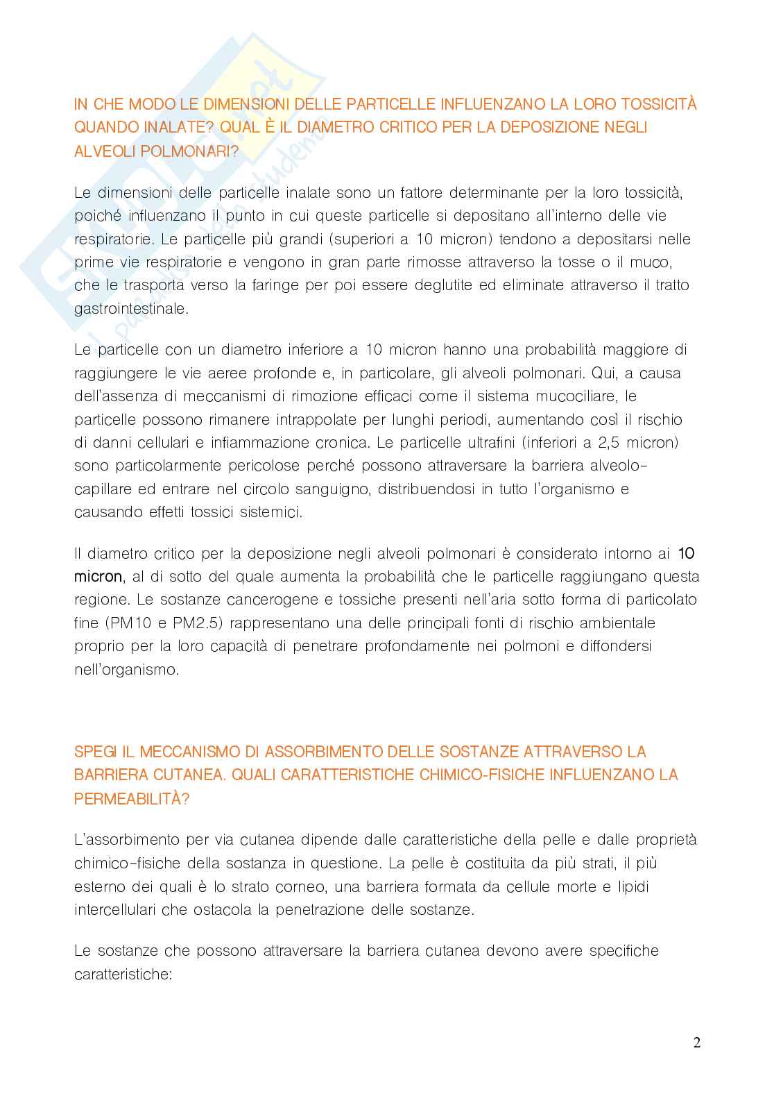 Domande e risposte Tossicologia Pag. 2