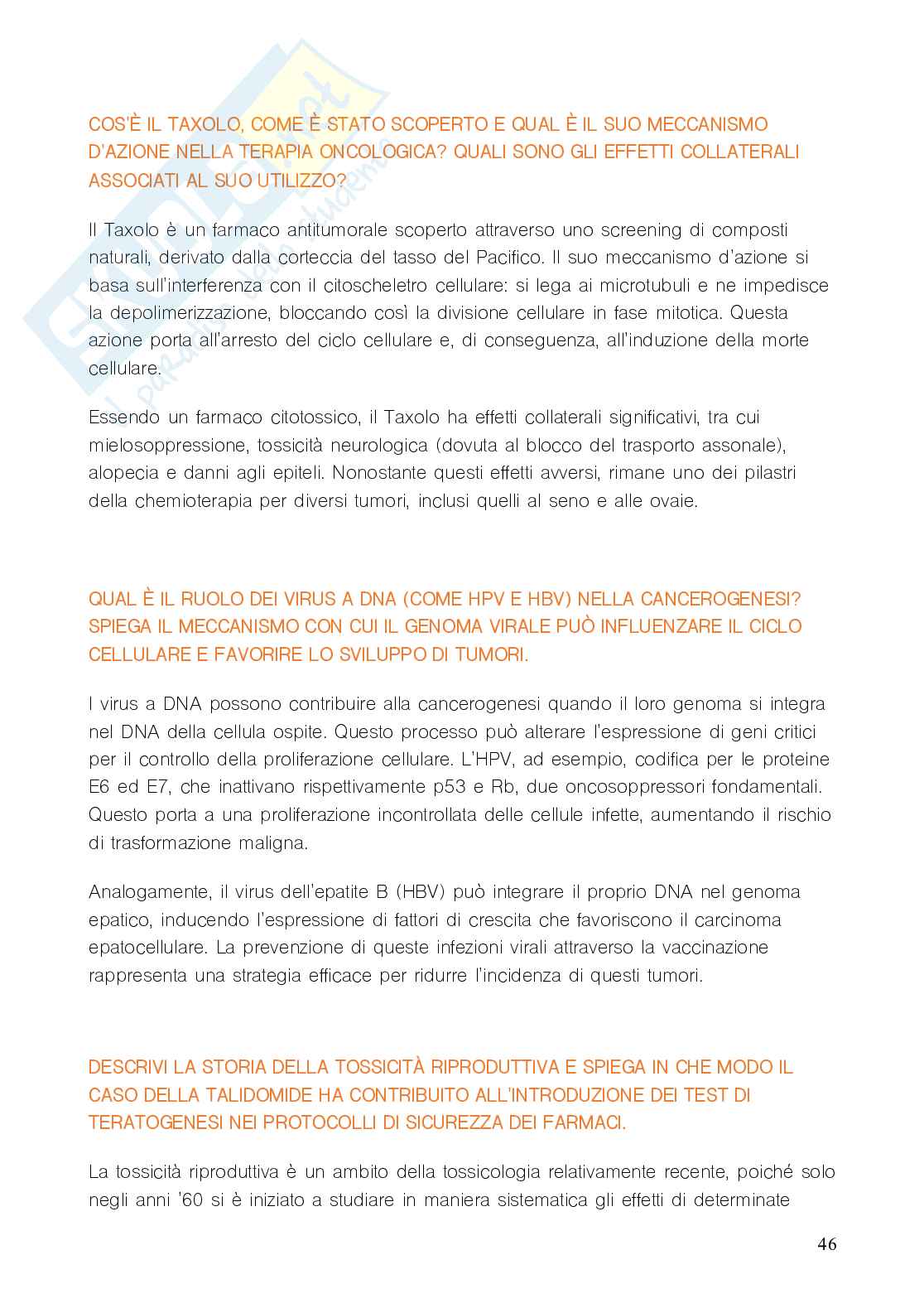 Domande e risposte Tossicologia Pag. 46