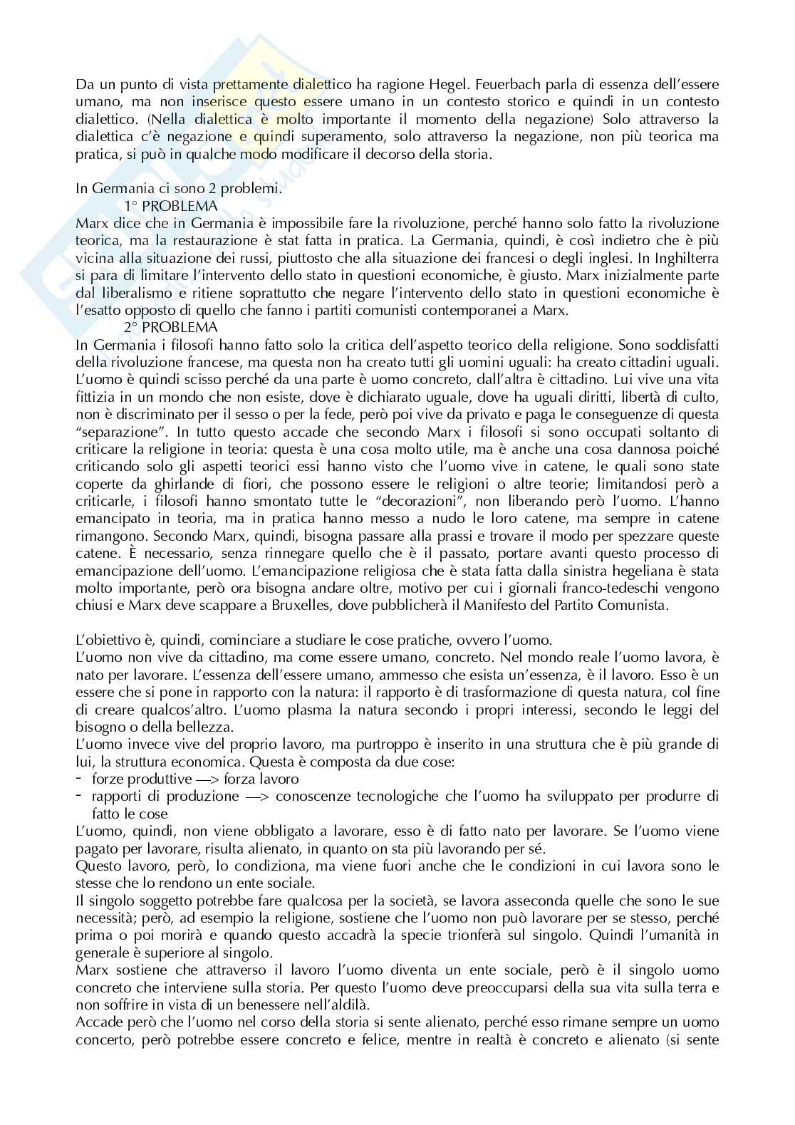 Marx, Karl -  Riassunto del pensiero filosofico Pag. 2
