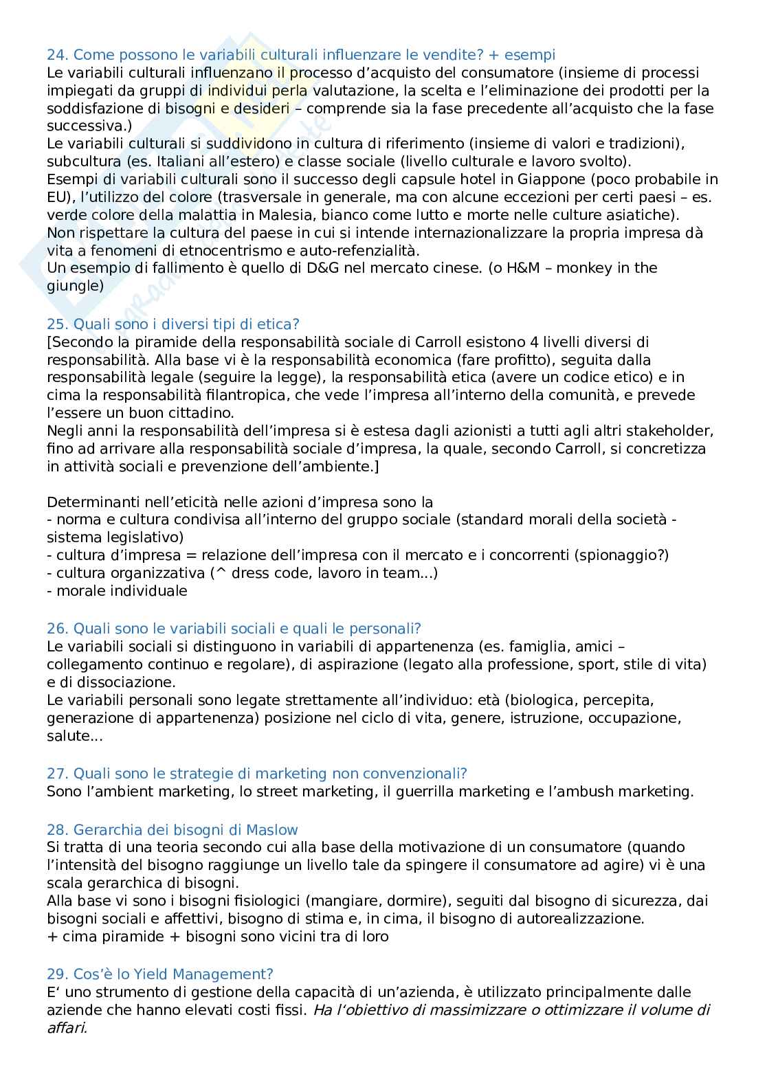 Domande e risposte esame di Principi di marketing internazionale Pag. 6