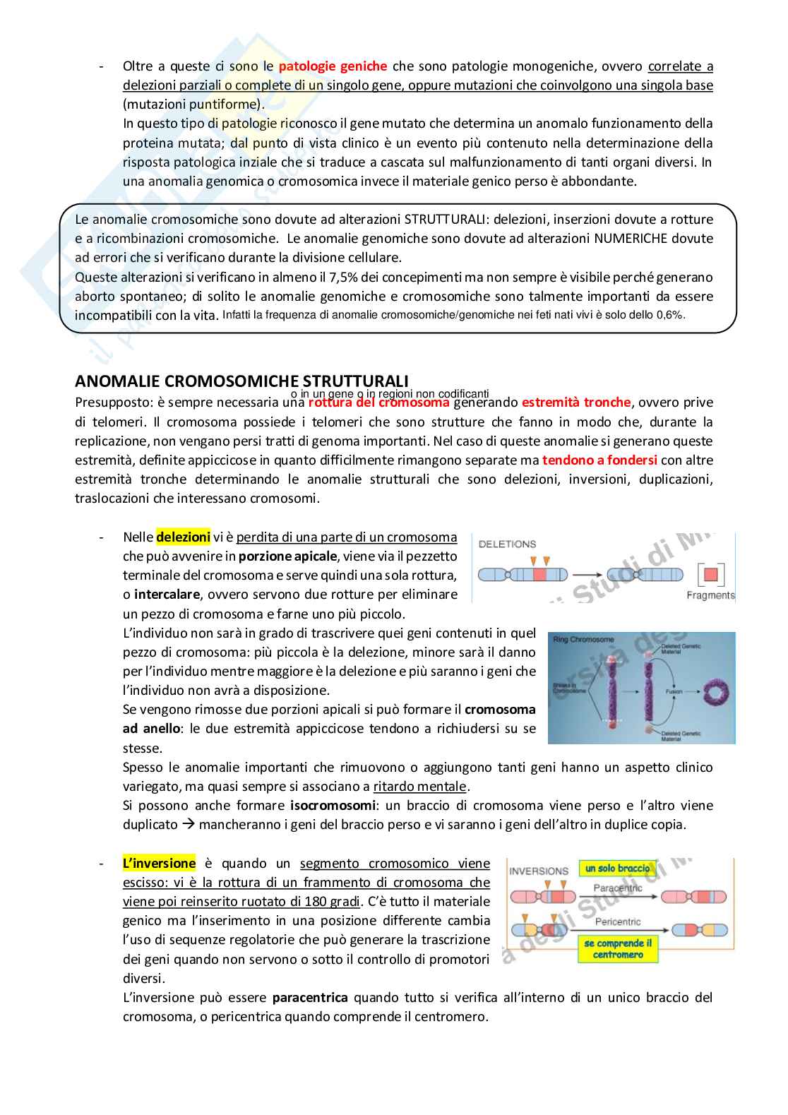 Patologie genetiche e patologia prenatale  Pag. 2