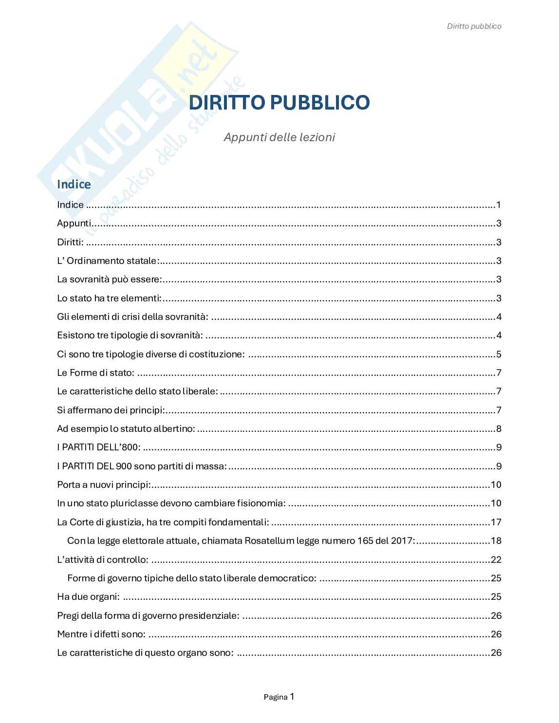 Riassunto esame Diritto pubblico, Prof. Carnaghi Andrea, libro consigliato Lineamenti di diritto pubblico, Falcon Pag. 1