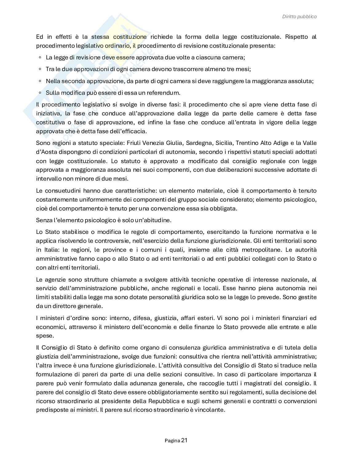 Riassunto esame Diritto pubblico, Prof. Carnaghi Andrea, libro consigliato Lineamenti di diritto pubblico, Falcon Pag. 21