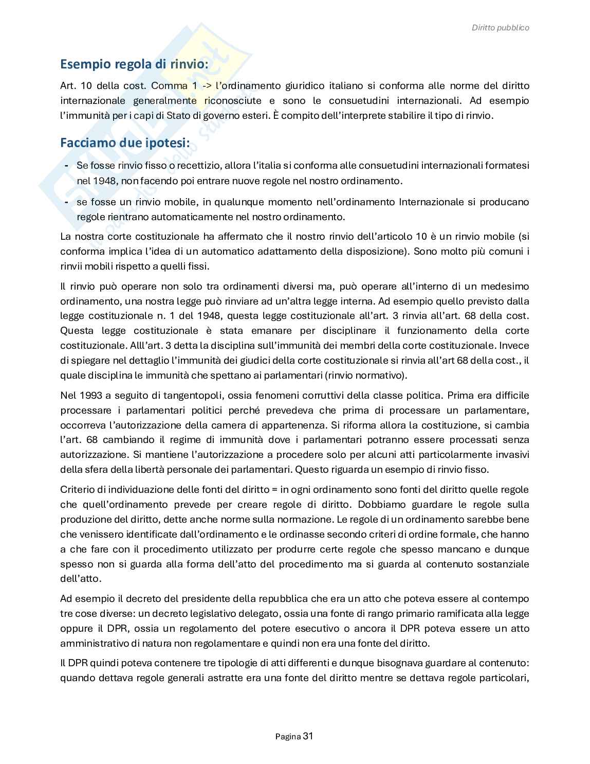 Riassunto esame Diritto pubblico, Prof. Carnaghi Andrea, libro consigliato Lineamenti di diritto pubblico, Falcon Pag. 31