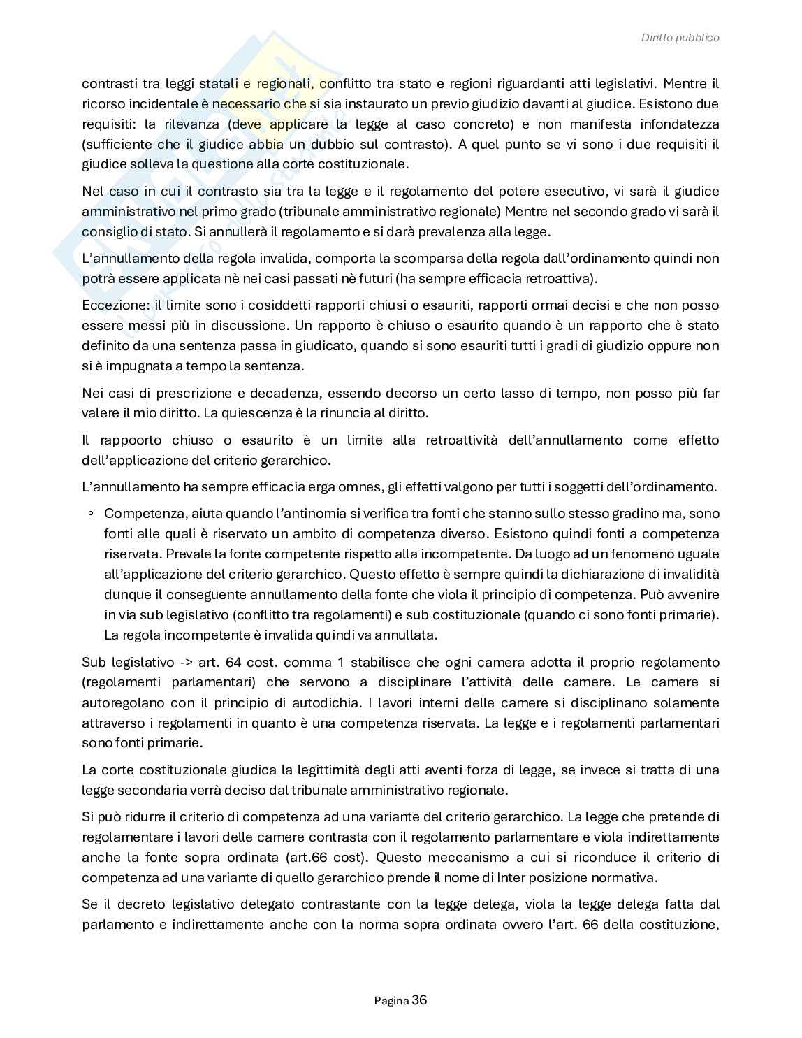 Riassunto esame Diritto pubblico, Prof. Carnaghi Andrea, libro consigliato Lineamenti di diritto pubblico, Falcon Pag. 36
