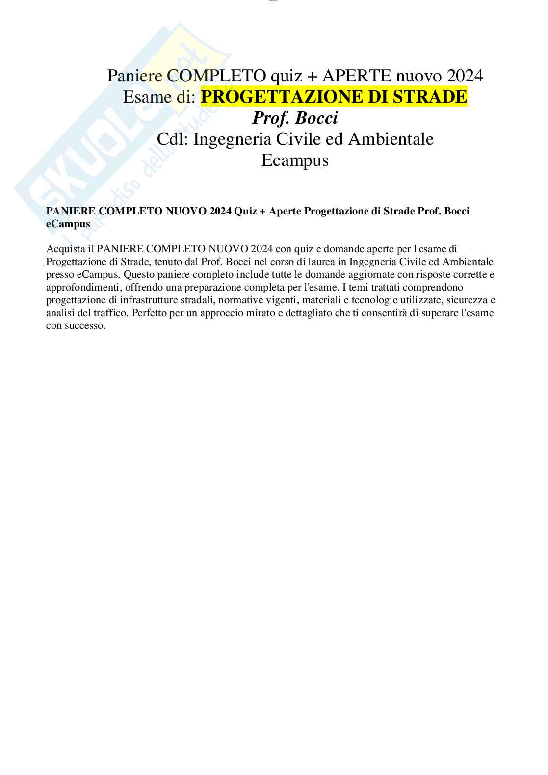 Progettazione di strade Pag. 1