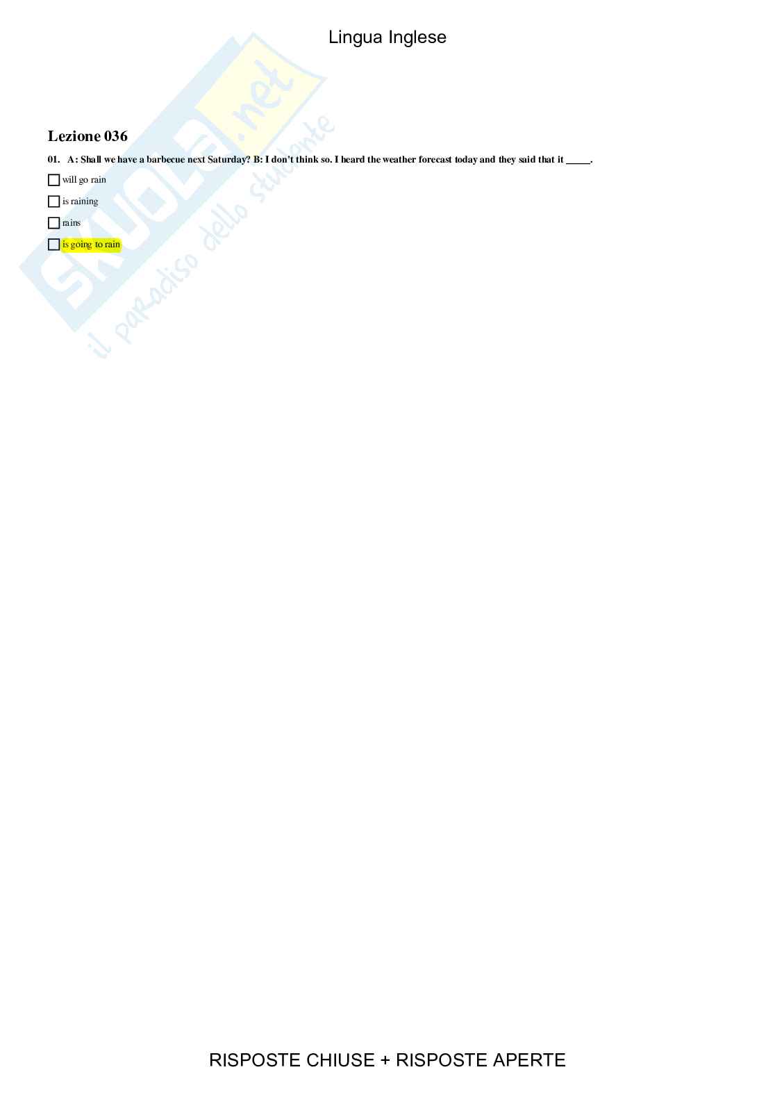 Lingua Inglese - Paniere compilato Pag. 36