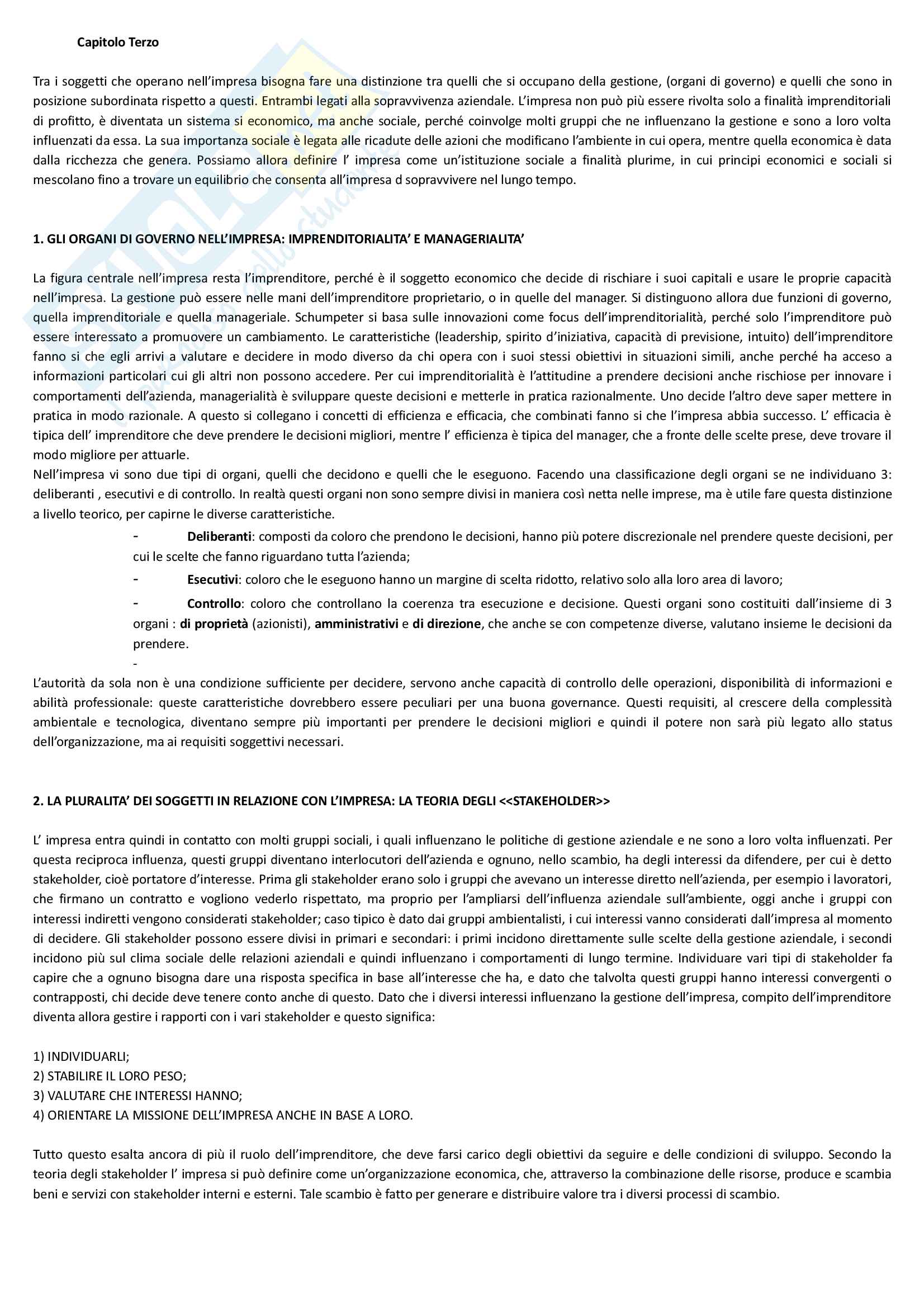 Riassunto esame economia e gestione delle imprese, docente M. Colurcio, libro consigliato "La gestione dell'impresa", Sciarelli Pag. 6