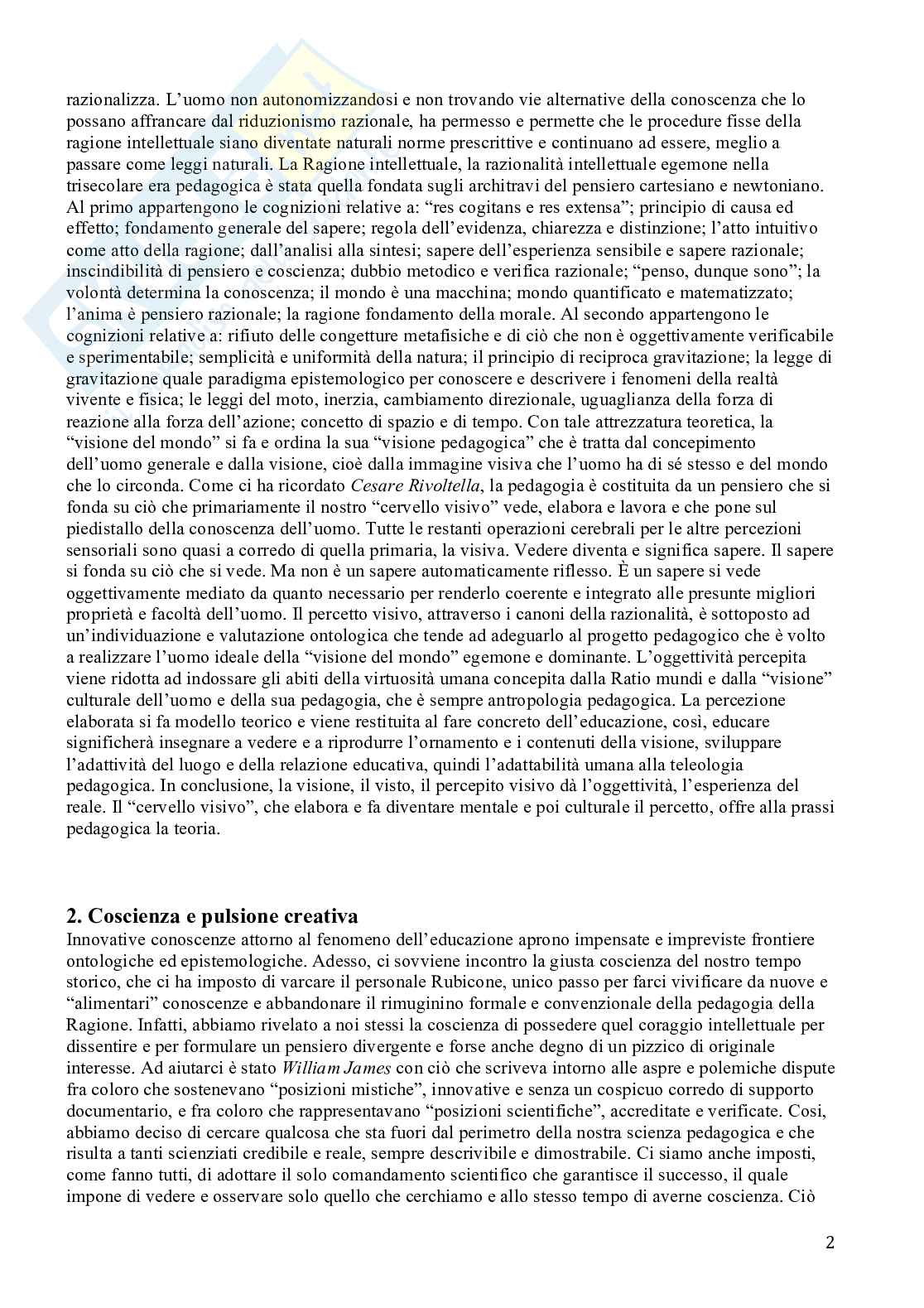 Riassunto esame Pedagogia generale, Prof. Di Nuovo Santo, libro consigliato L'invisibile educativo, Bonetta Pag. 2