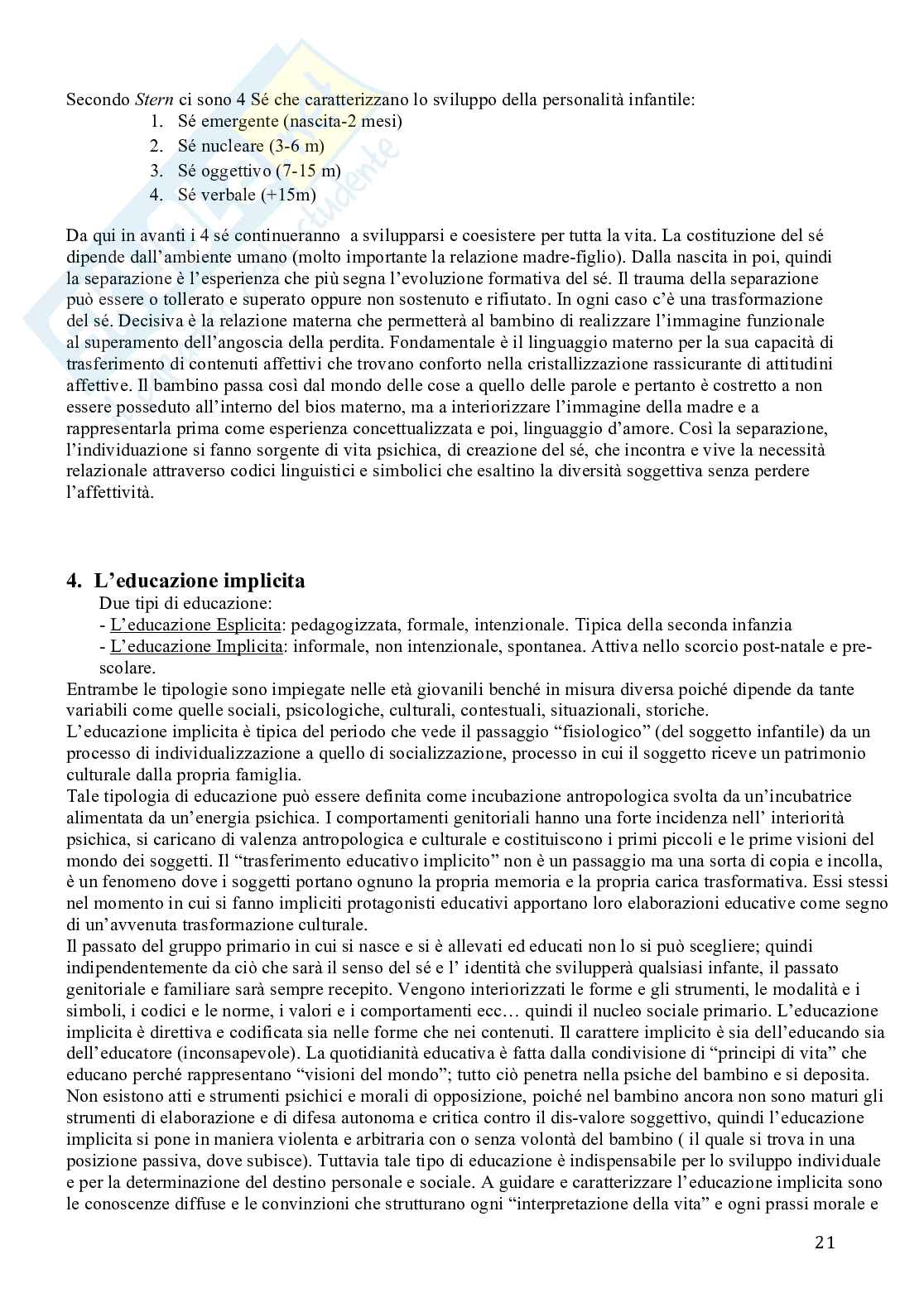 Riassunto esame Pedagogia generale, Prof. Di Nuovo Santo, libro consigliato L'invisibile educativo, Bonetta Pag. 21