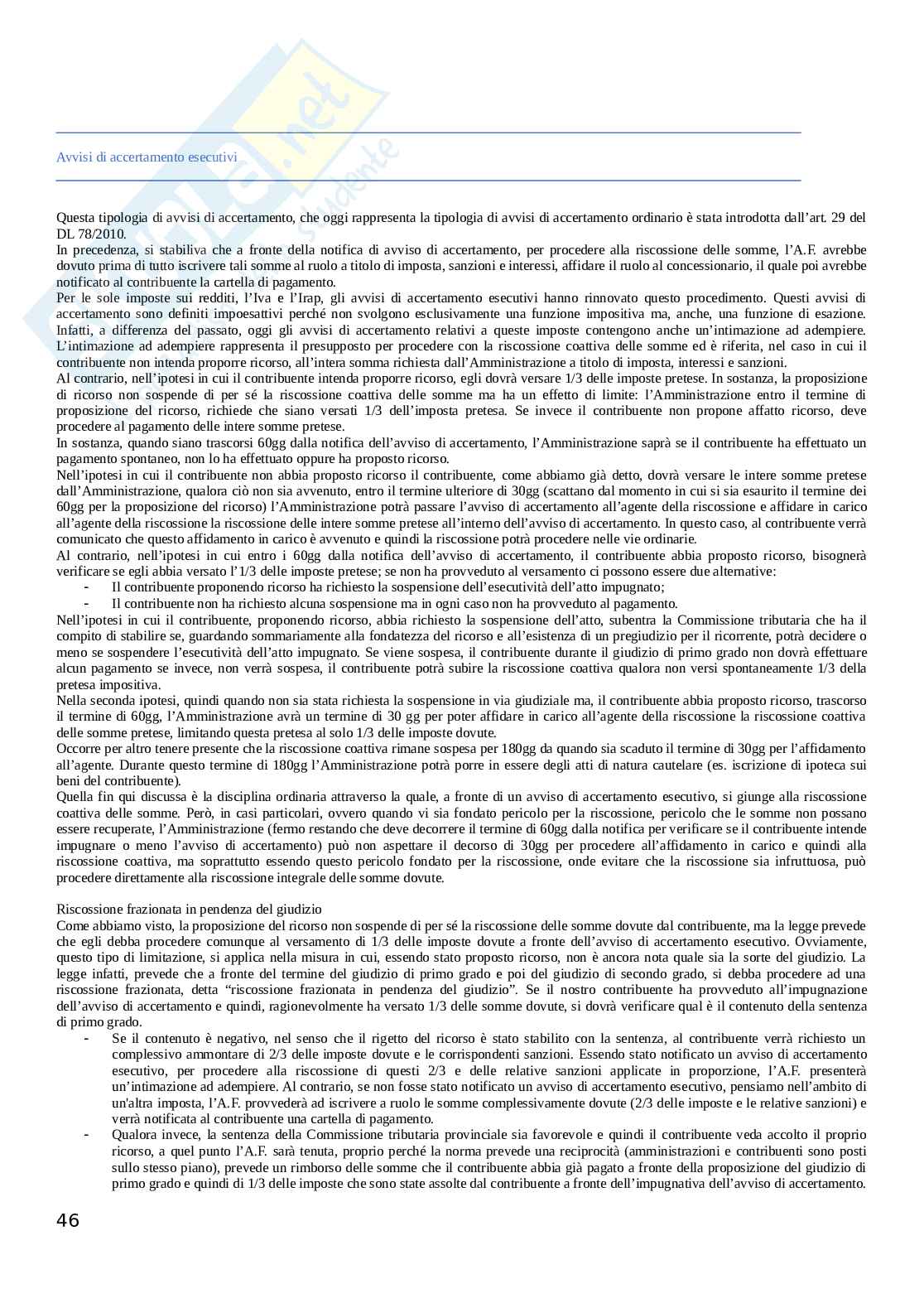 Appunti Diritto Tributario II - Procedimenti e fiscalità internazionale Pag. 46