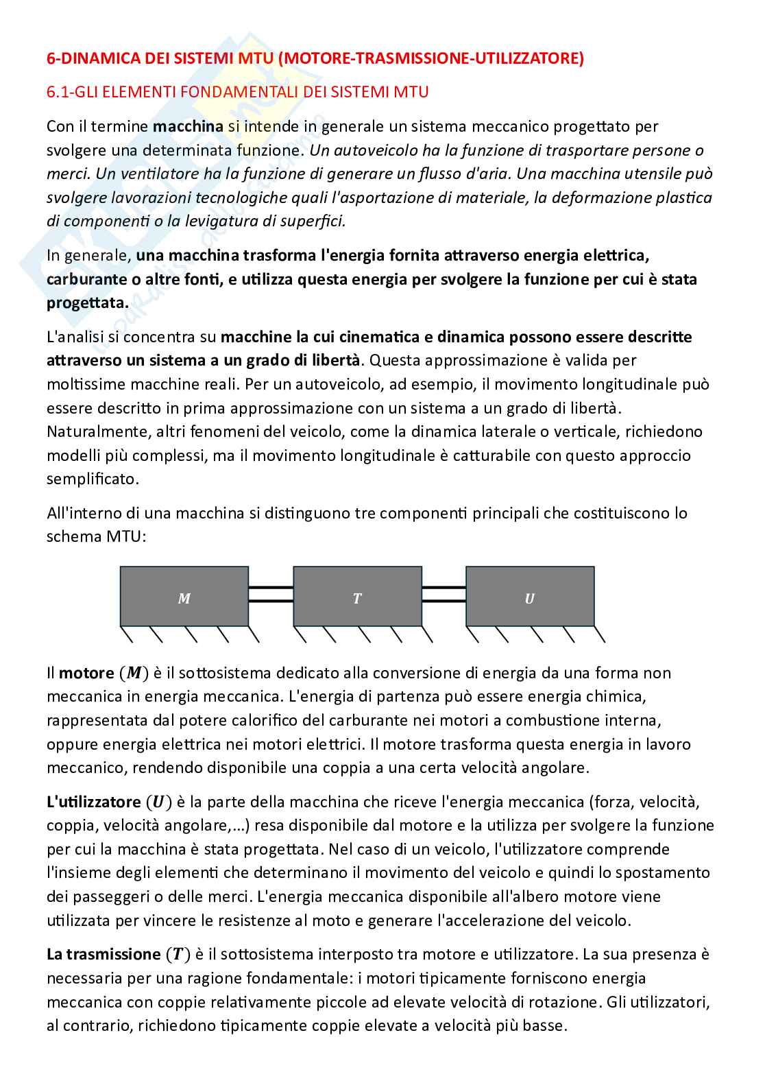 Fondamenti di meccanica teorica ed applicata (parte finale) - Sistemi MTU Pag. 1