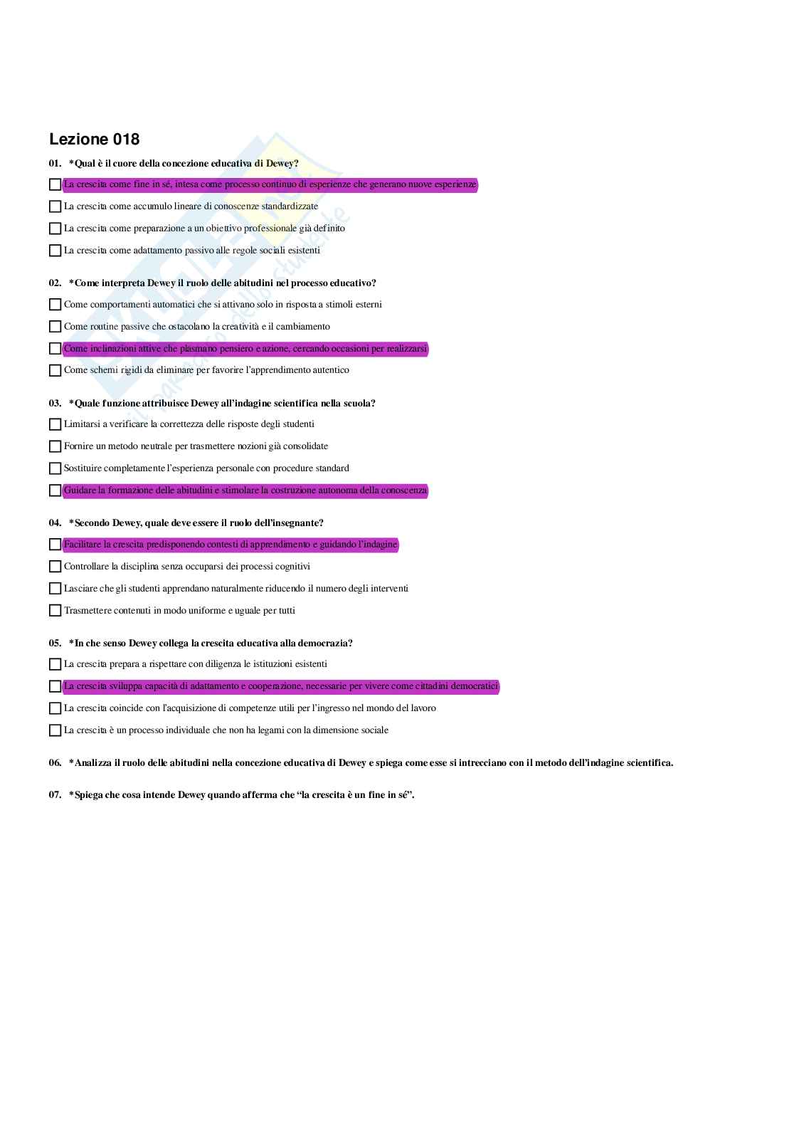 Paniere Pedagogia generale e sociale  - Risposte multiple - aggiornato (2026) Pag. 26