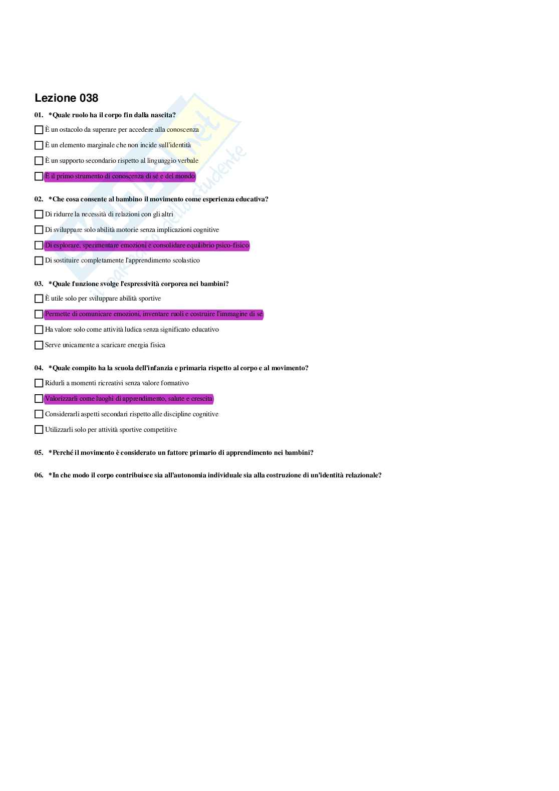 Paniere Pedagogia generale e sociale  - Risposte multiple - aggiornato (2026) Pag. 46