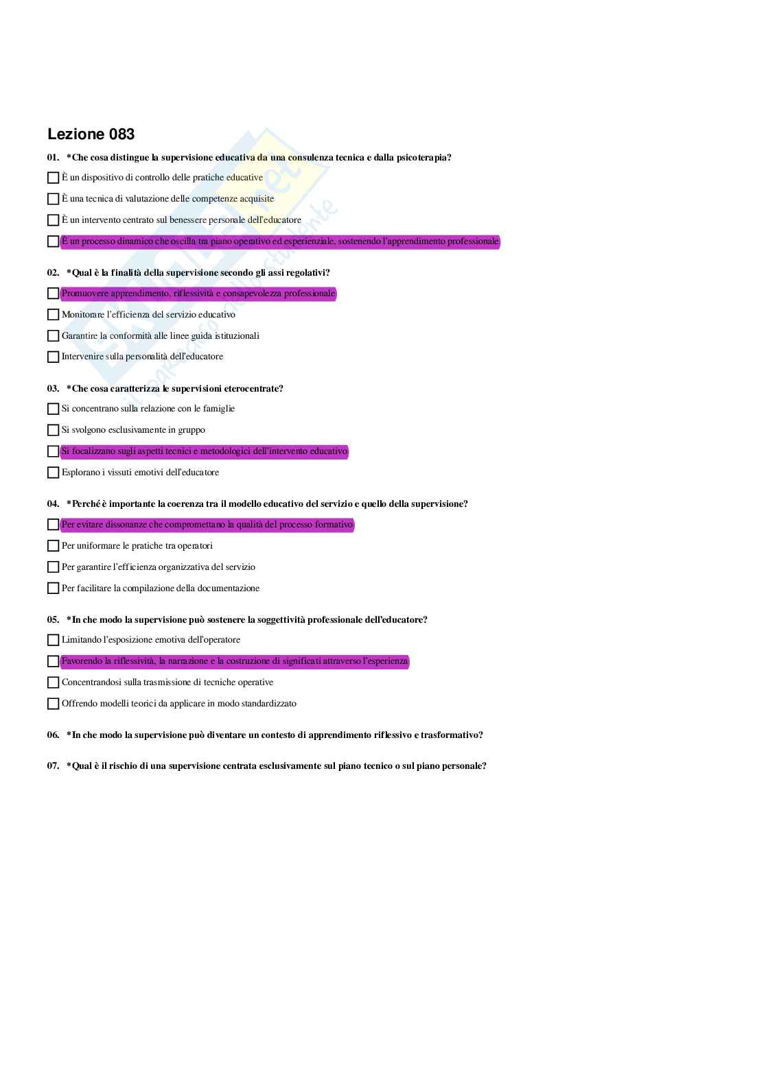 Paniere Pedagogia generale e sociale  - Risposte multiple - aggiornato (2026) Pag. 91