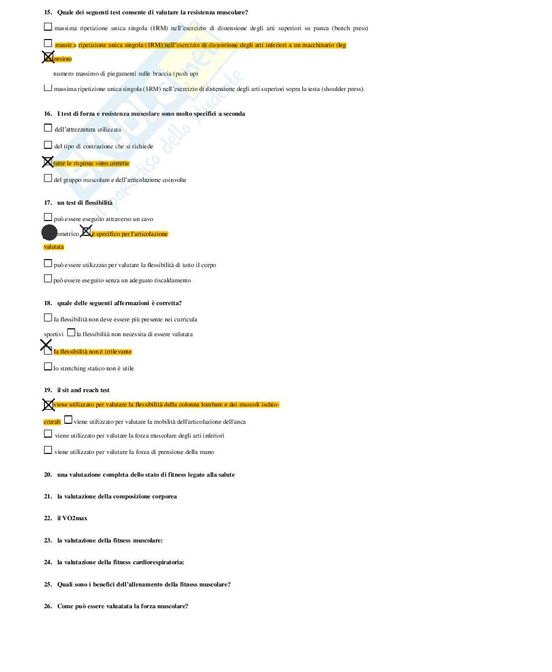 Risposte chiuse e aperte Attività motorie preventive e adattive aggiornate 2026 Pag. 16