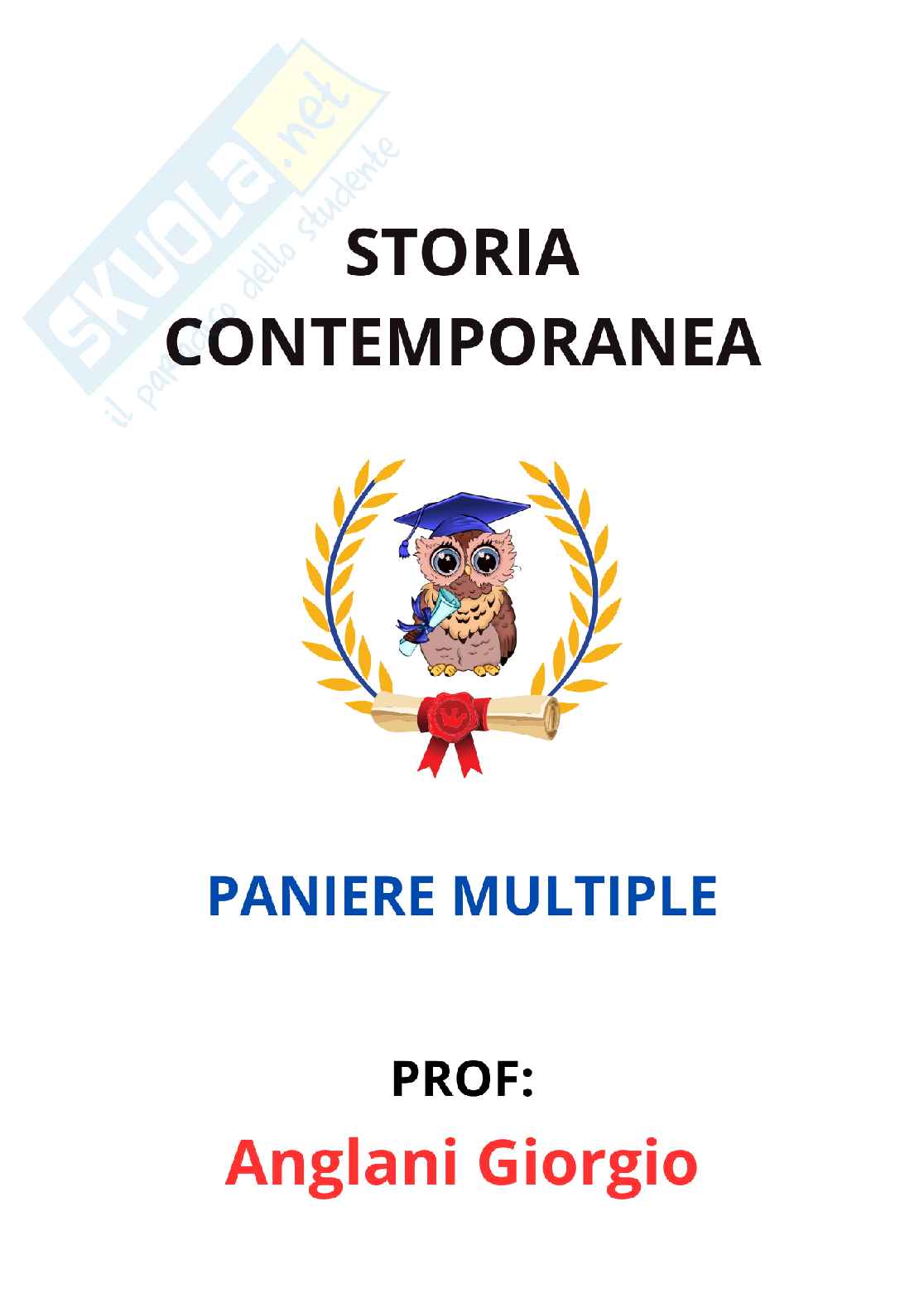 Paniere Storia contemporanea - Risposte multiple (2026) Pag. 1