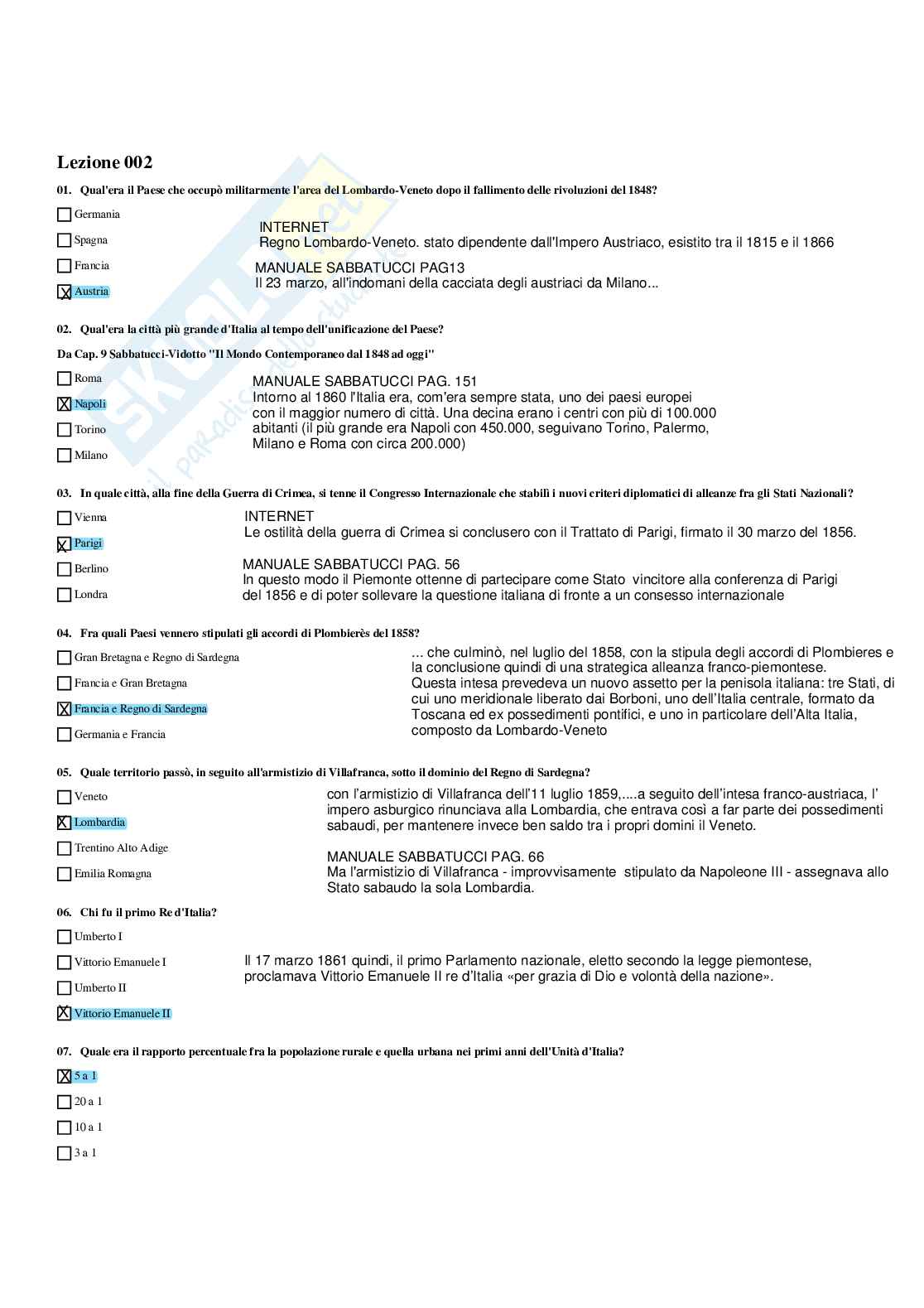 Paniere Storia contemporanea - Risposte multiple (2026) Pag. 11