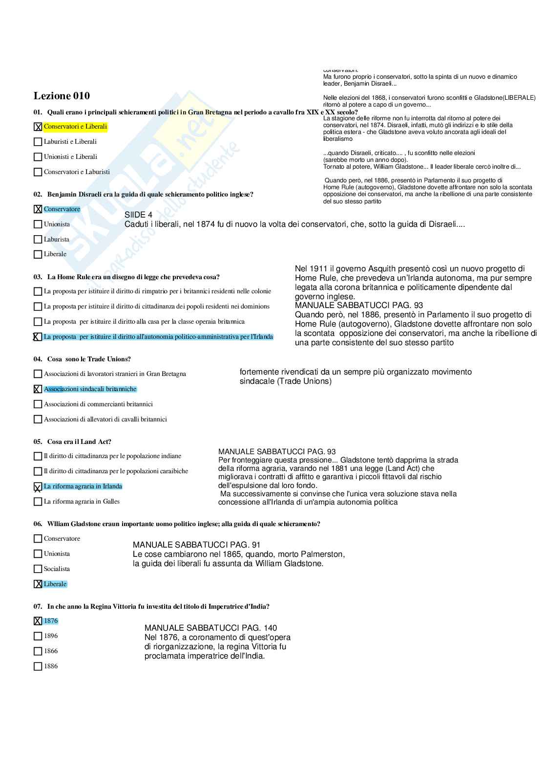 Paniere Storia contemporanea - Risposte multiple (2026) Pag. 26