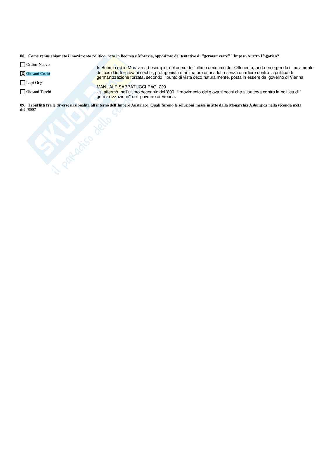 Paniere Storia contemporanea - Risposte multiple (2026) Pag. 31