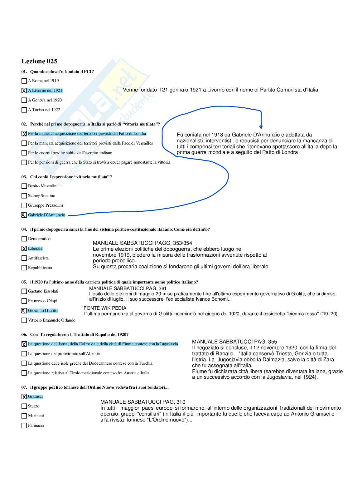 Paniere Storia contemporanea - Risposte multiple (2026) Pag. 51