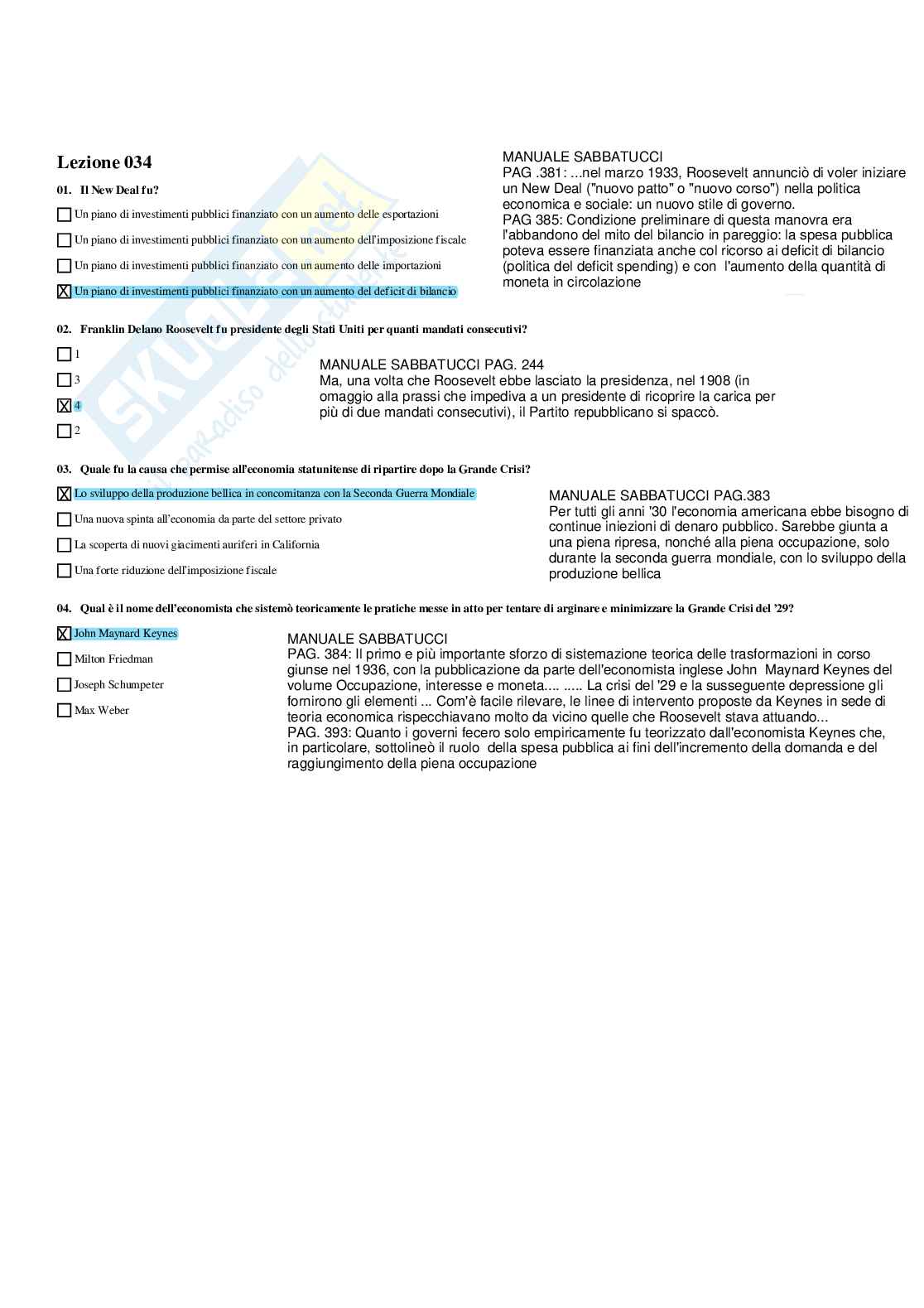 Paniere Storia contemporanea - Risposte multiple (2026) Pag. 61