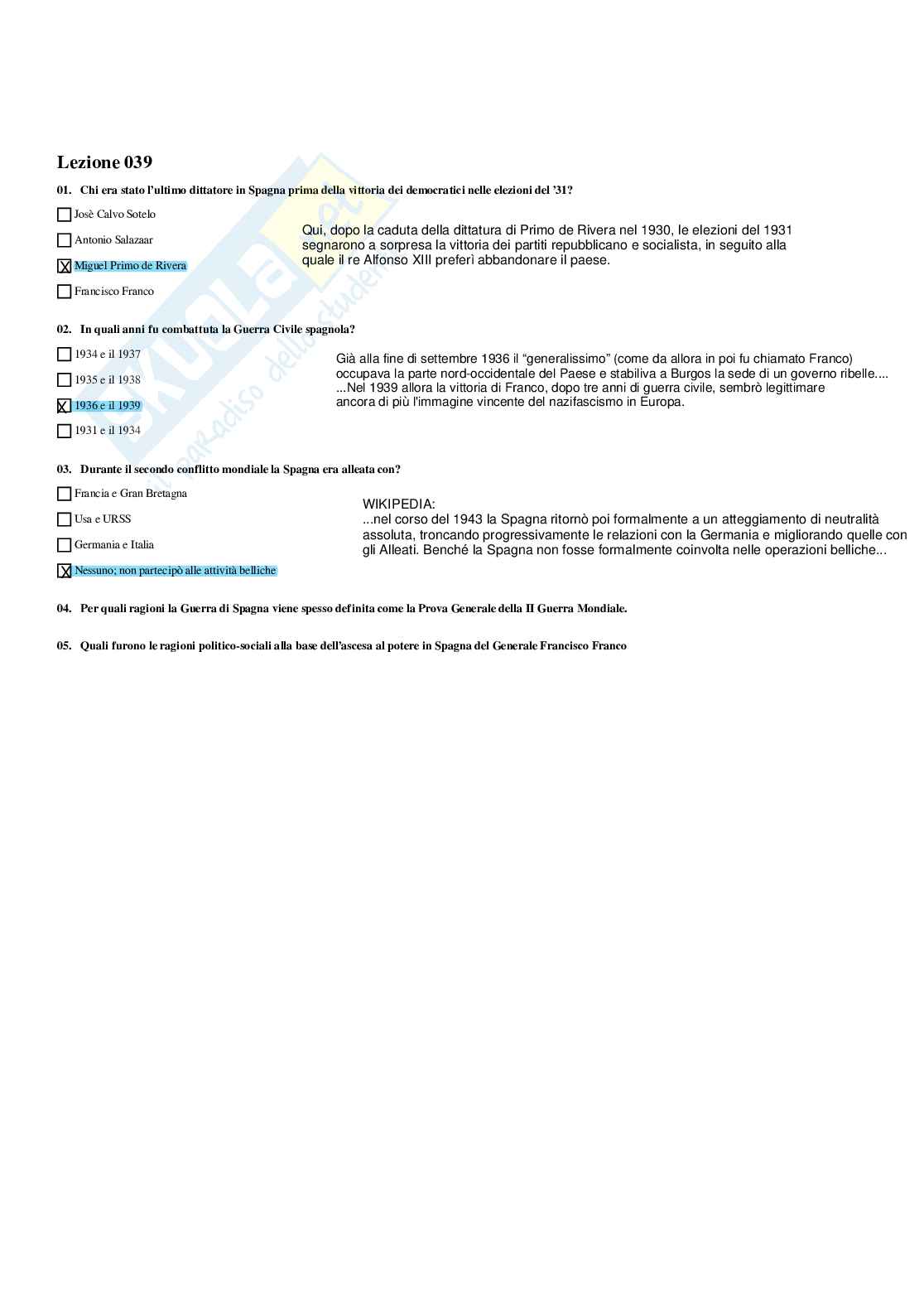 Paniere Storia contemporanea - Risposte multiple (2026) Pag. 66