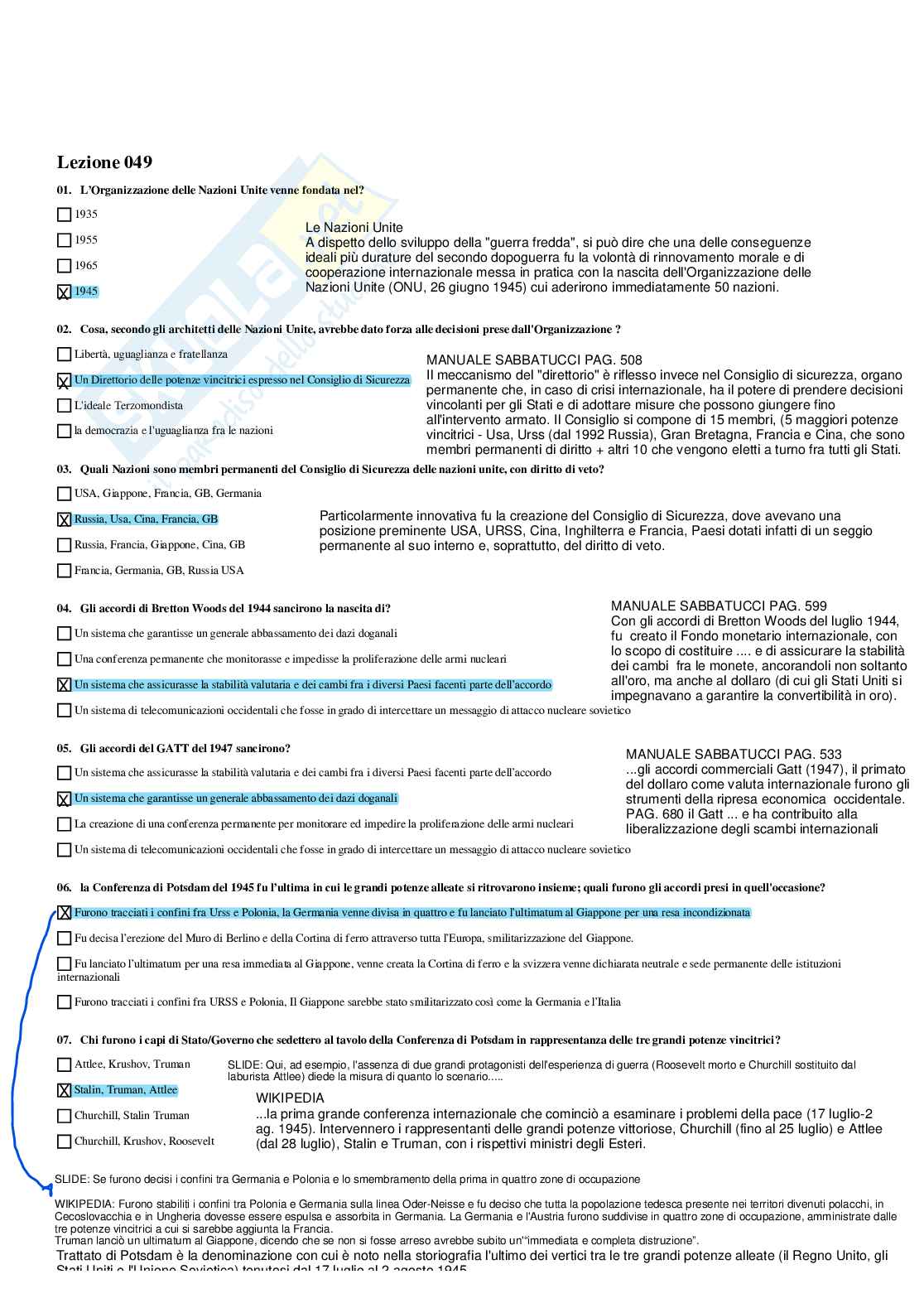 Paniere Storia contemporanea - Risposte multiple (2026) Pag. 76