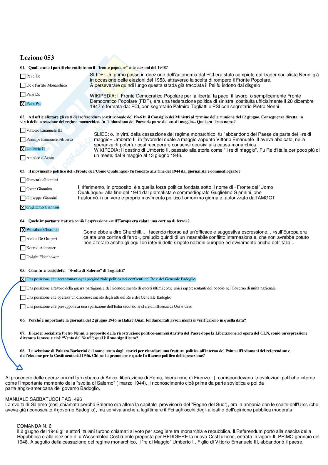 Paniere Storia contemporanea - Risposte multiple (2026) Pag. 81