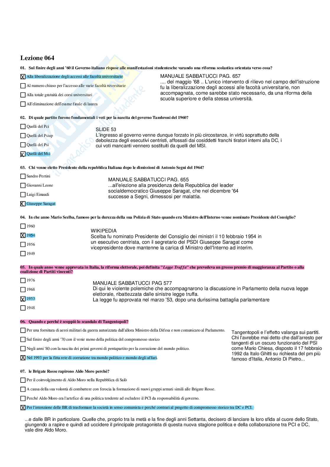 Paniere Storia contemporanea - Risposte multiple (2026) Pag. 91