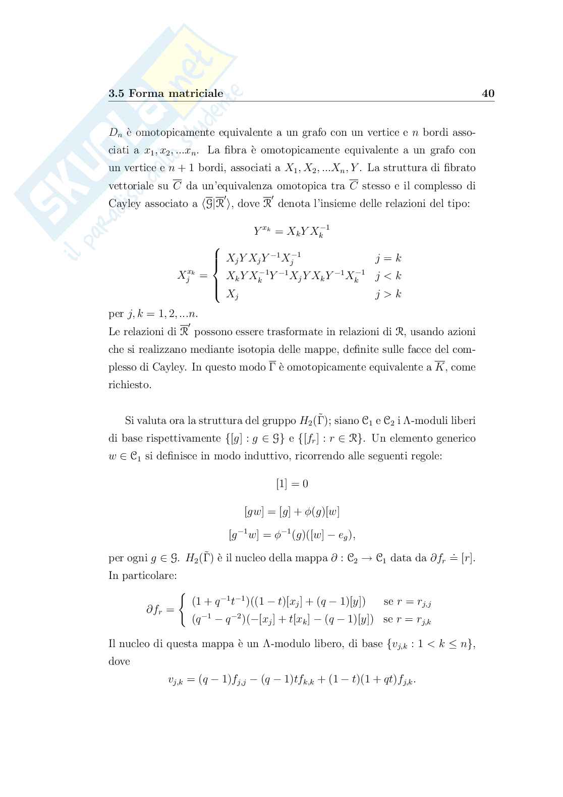 Gruppo delle trecce, sue rappresentazioni e invarianti dei nodi Pag. 41