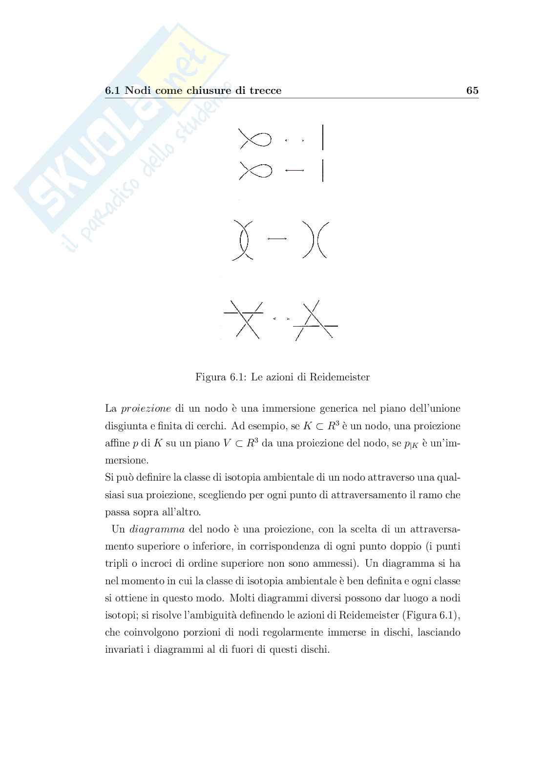 Gruppo delle trecce, sue rappresentazioni e invarianti dei nodi Pag. 66