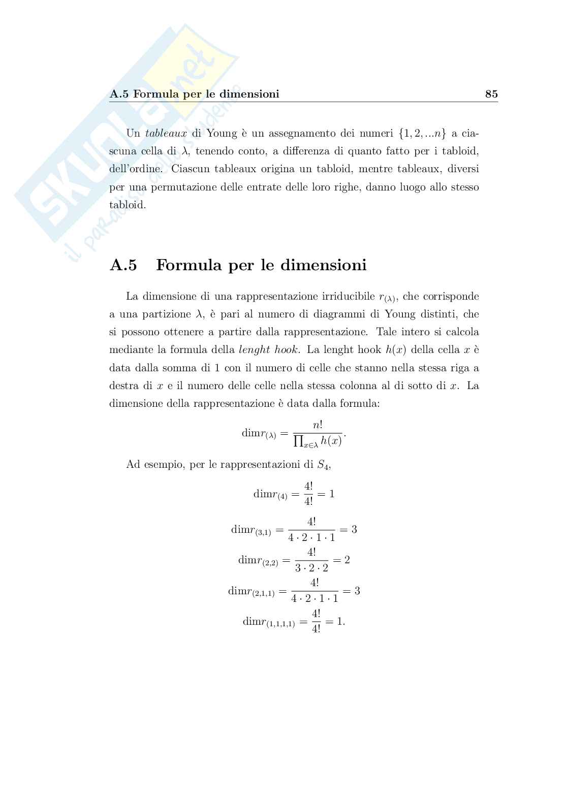 Gruppo delle trecce, sue rappresentazioni e invarianti dei nodi Pag. 86