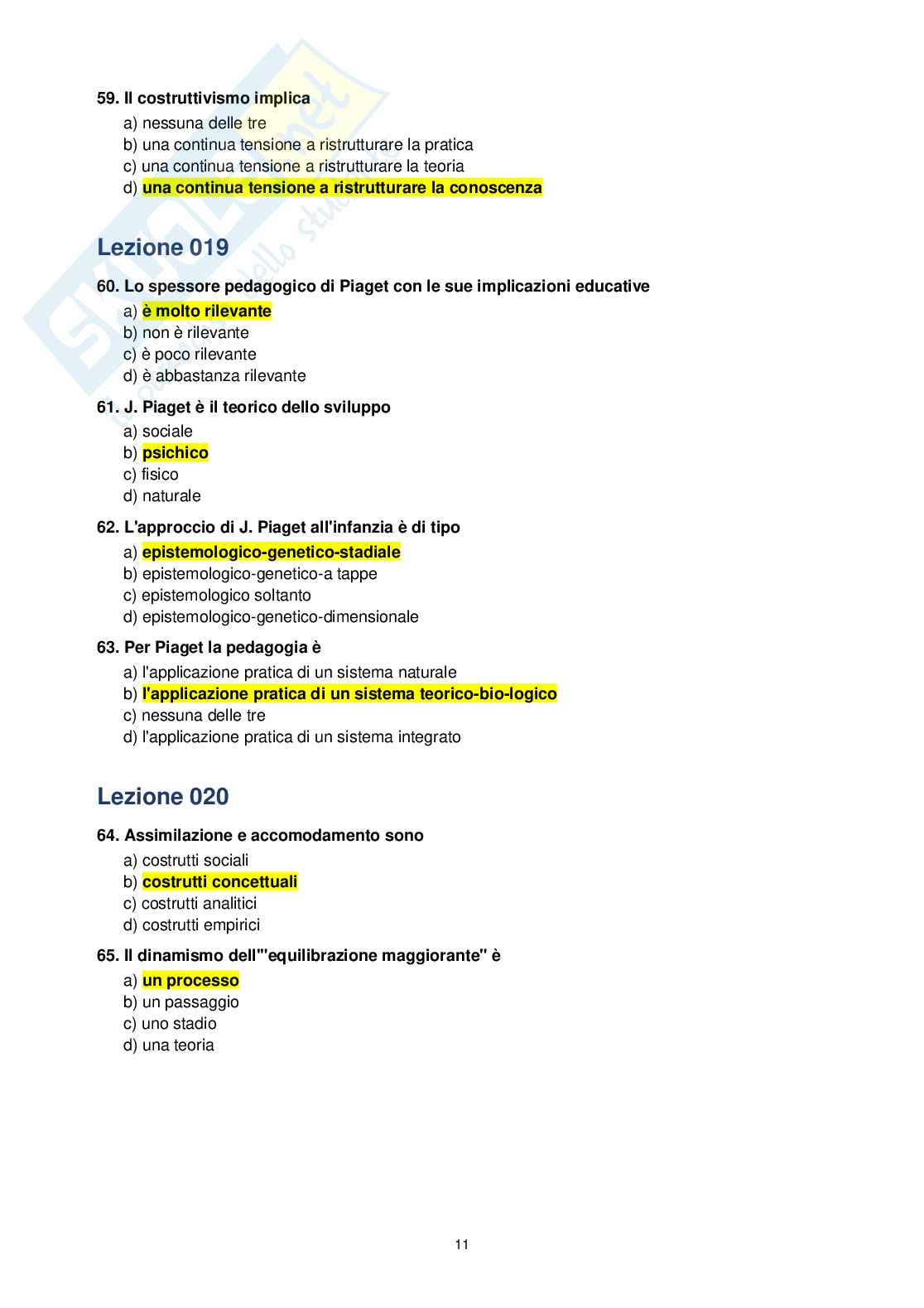 Paniere Fondamenti pedagogici per l'infanzia 0-3 anni, 2026  Pag. 11