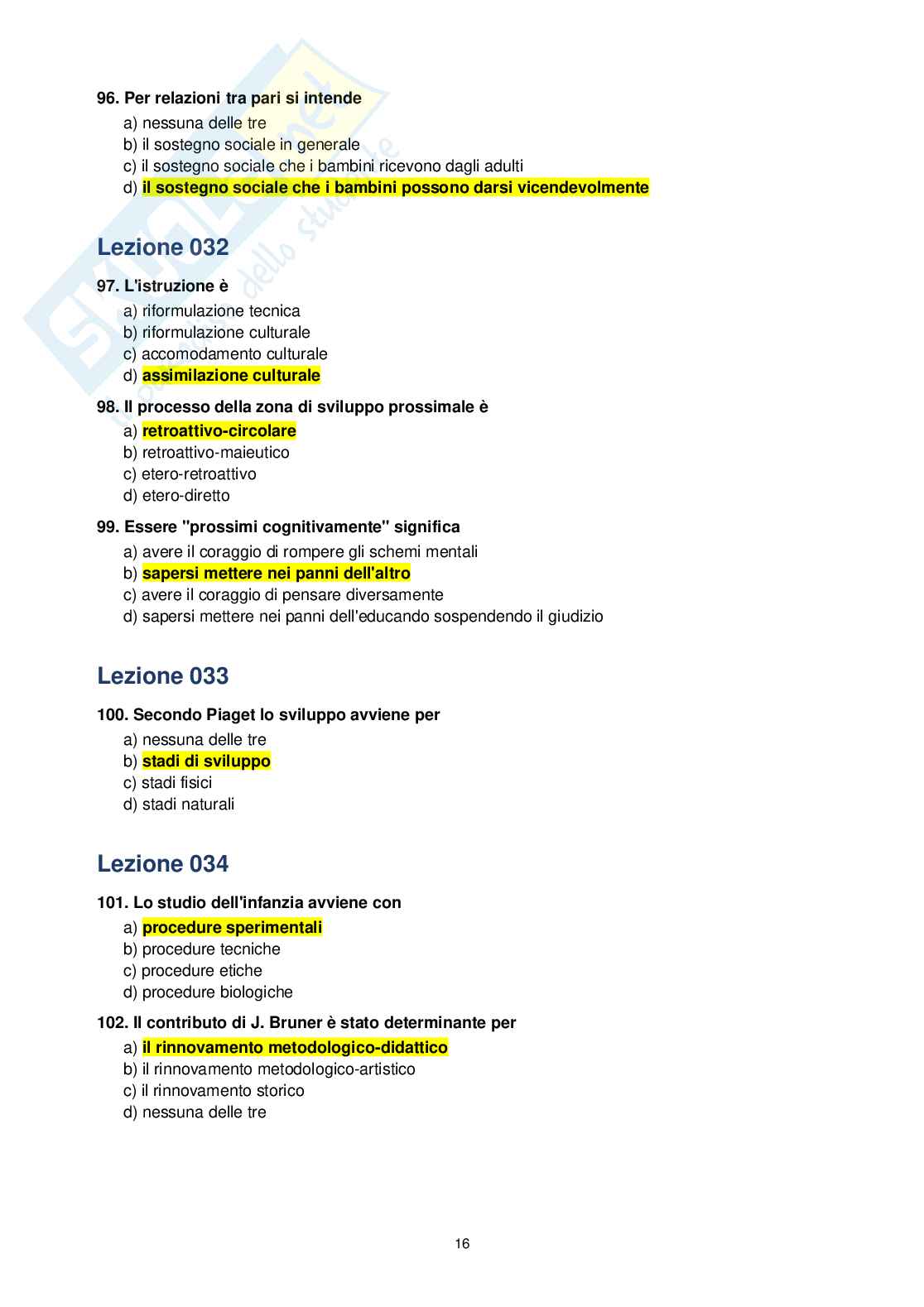 Paniere Fondamenti pedagogici per l'infanzia 0-3 anni, 2026  Pag. 16